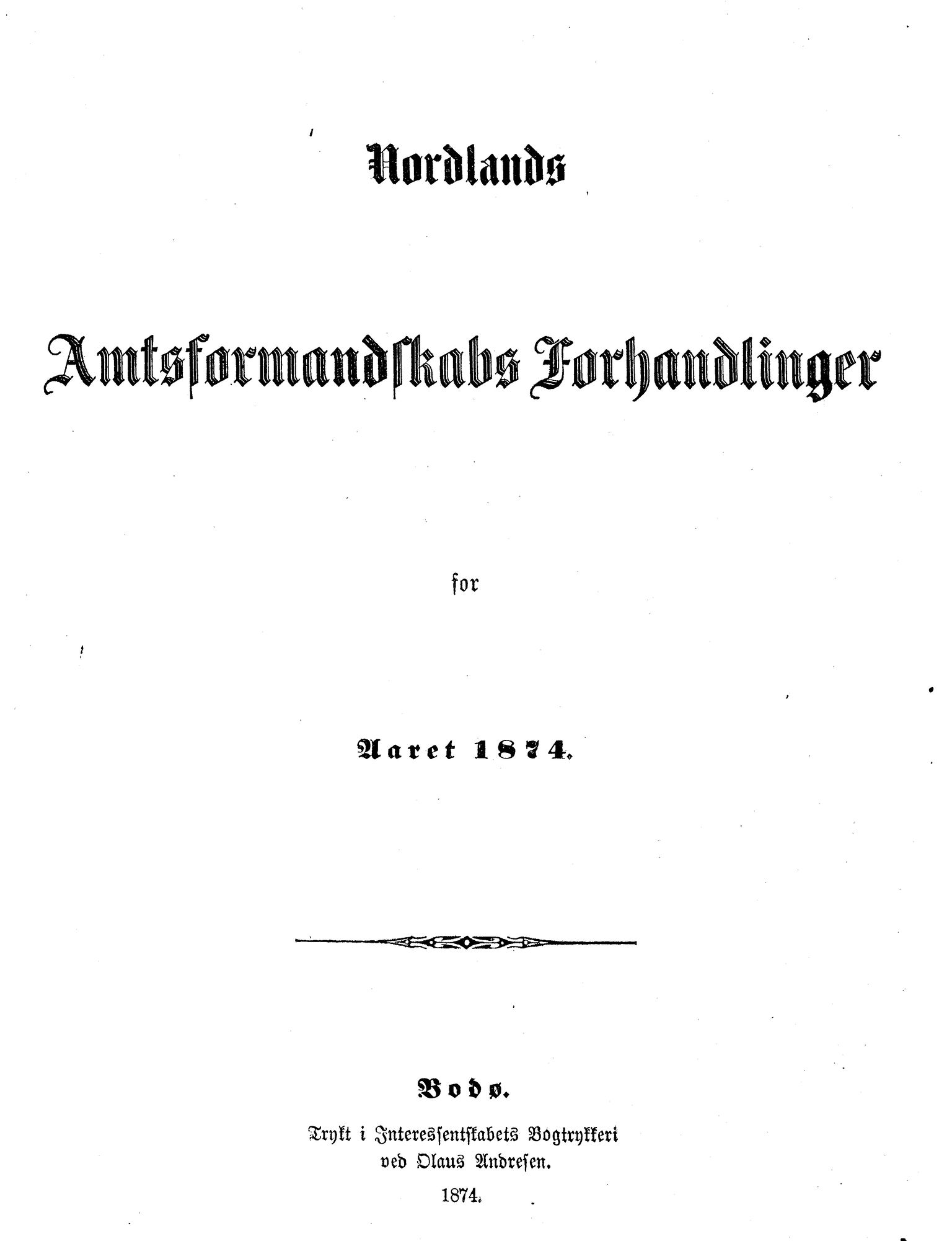 Nordland Fylkeskommune. Fylkestinget, AIN/NFK-17/176/A/Ac/L0007: Fylkestingsforhandlinger 1871-1875, 1871-1875