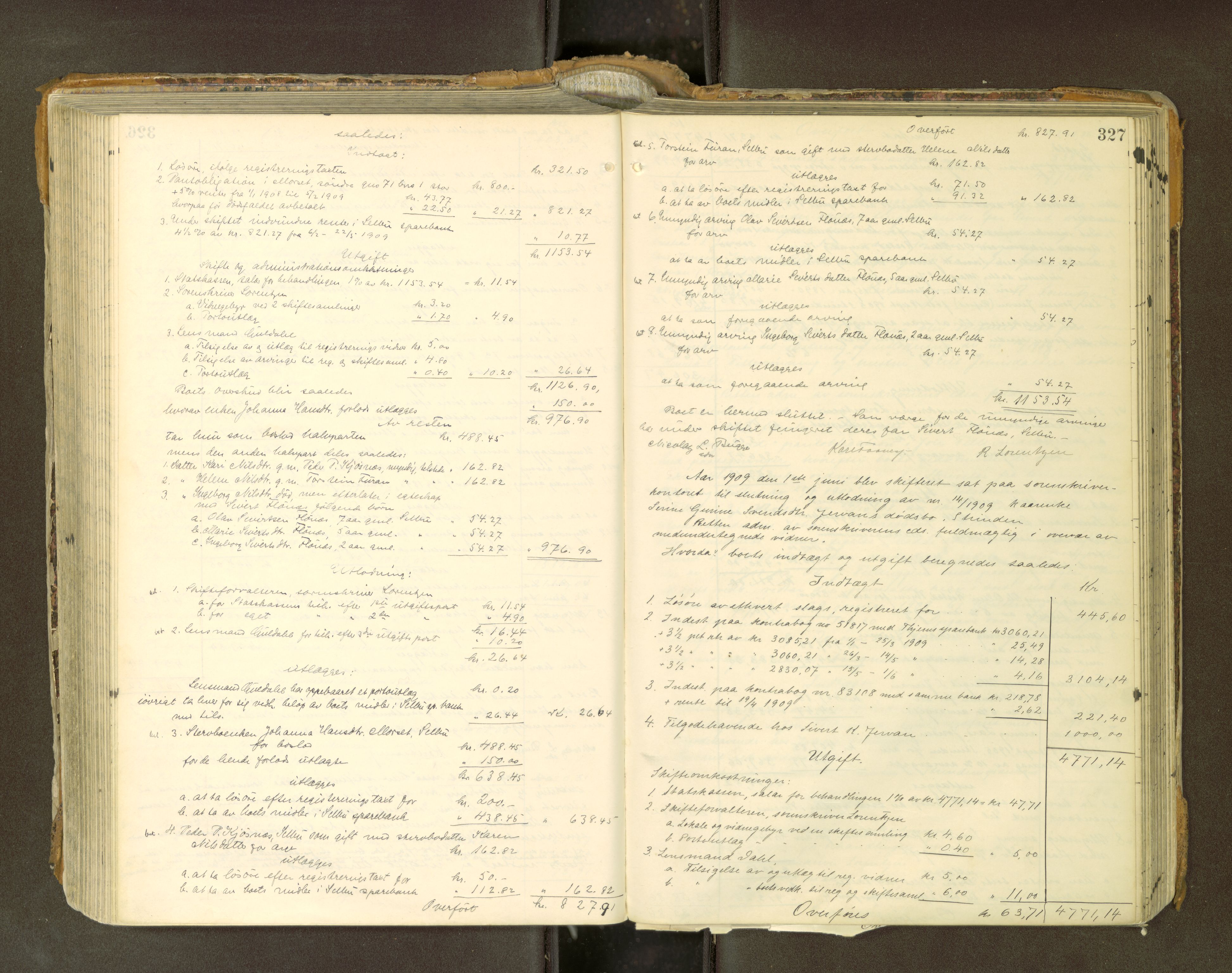 Strinda og Selbu sorenskriveri, AV/SAT-A-0015/3/3A/3Aa/L0017: Skifteutlodningsprot. 5, 1901-1915, s. 327