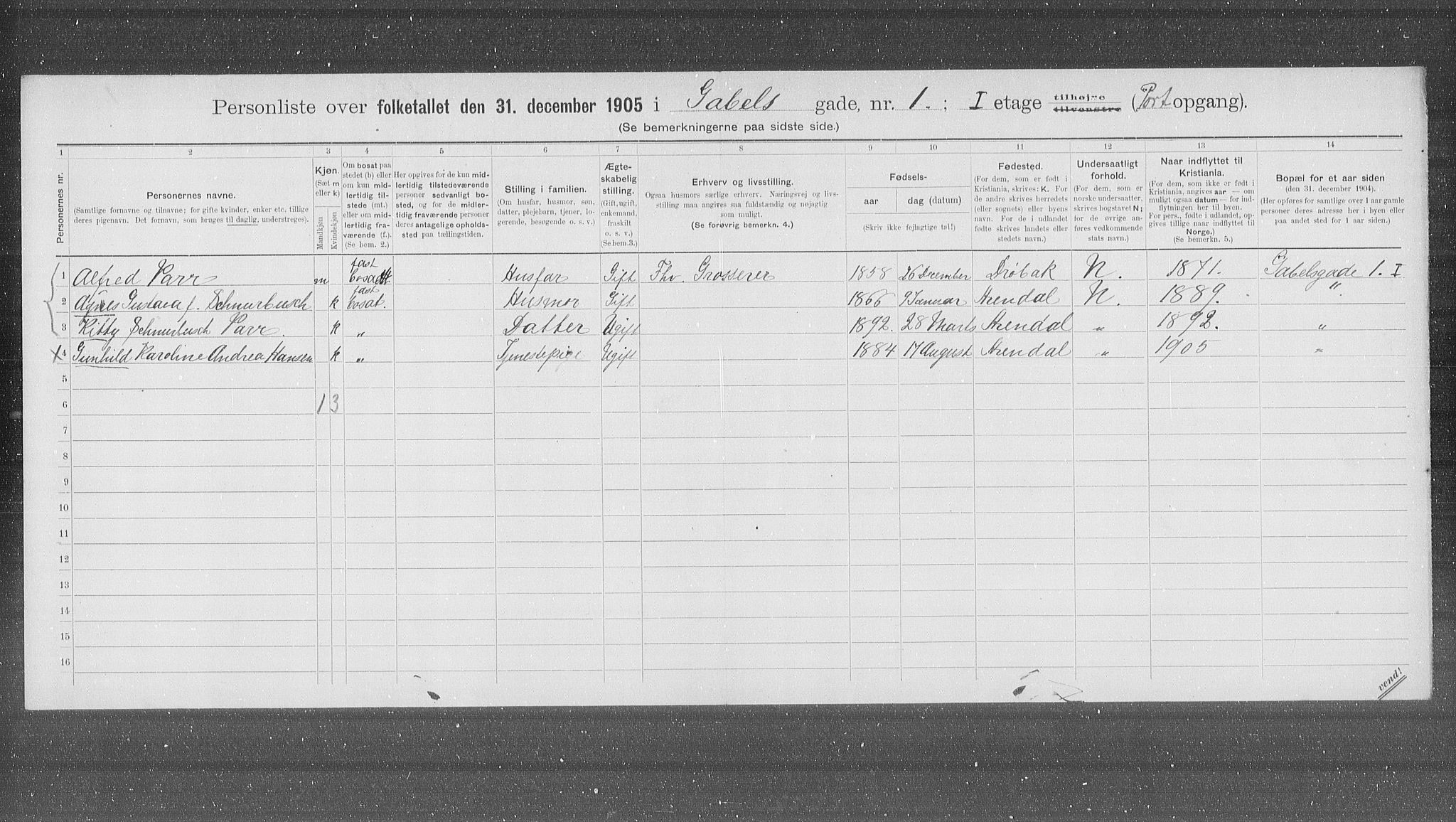OBA, Kommunal folketelling 31.12.1905 for Kristiania kjøpstad, 1905, s. 14865