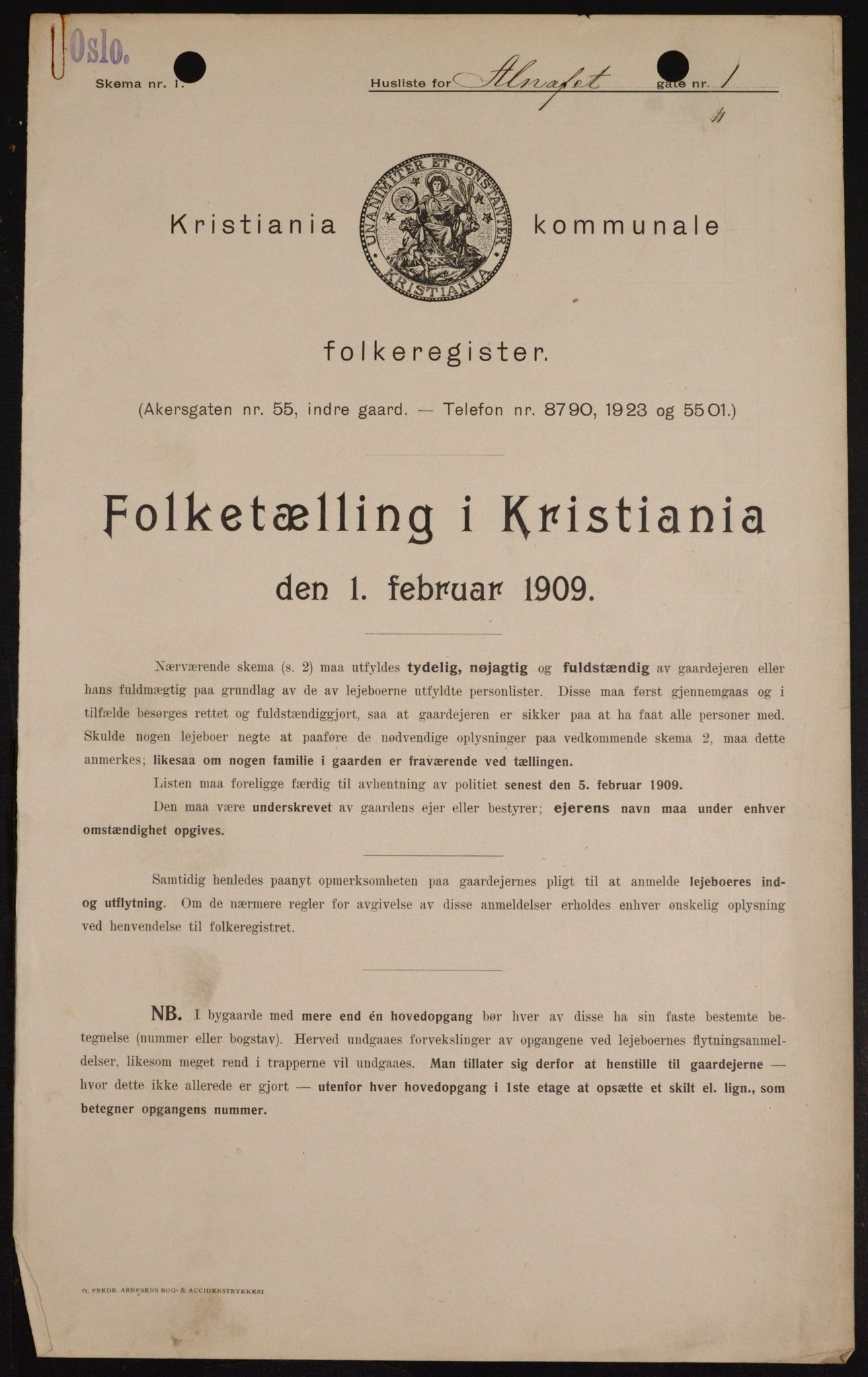 OBA, Kommunal folketelling 1.2.1909 for Kristiania kjøpstad, 1909, s. 1019