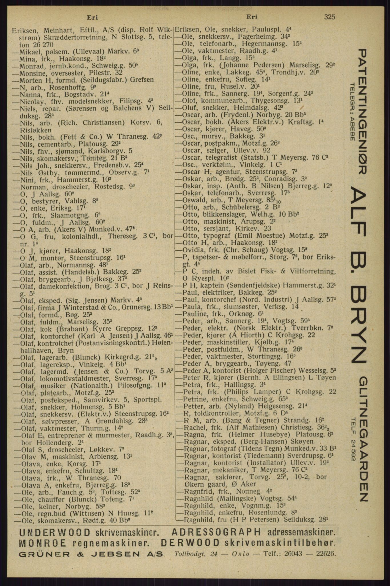 Kristiania/Oslo adressebok, PUBL/-, 1929, s. 325