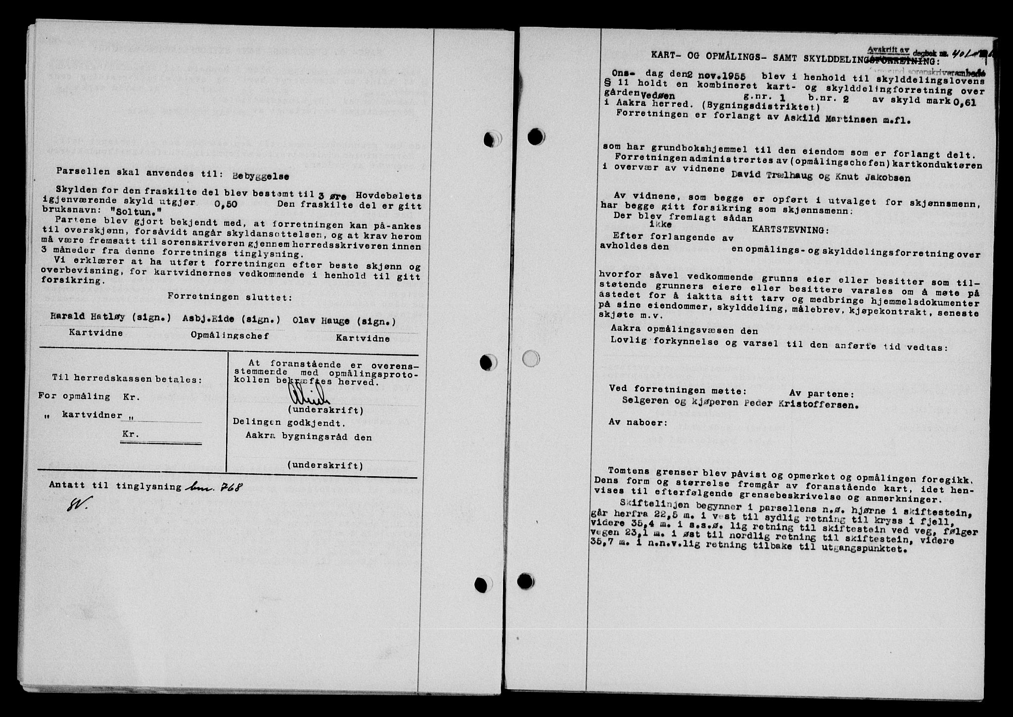 Karmsund sorenskriveri, SAST/A-100311/01/II/IIB/L0118: Pantebok nr. 98A, 1955-1956, Dagboknr: 401/1956