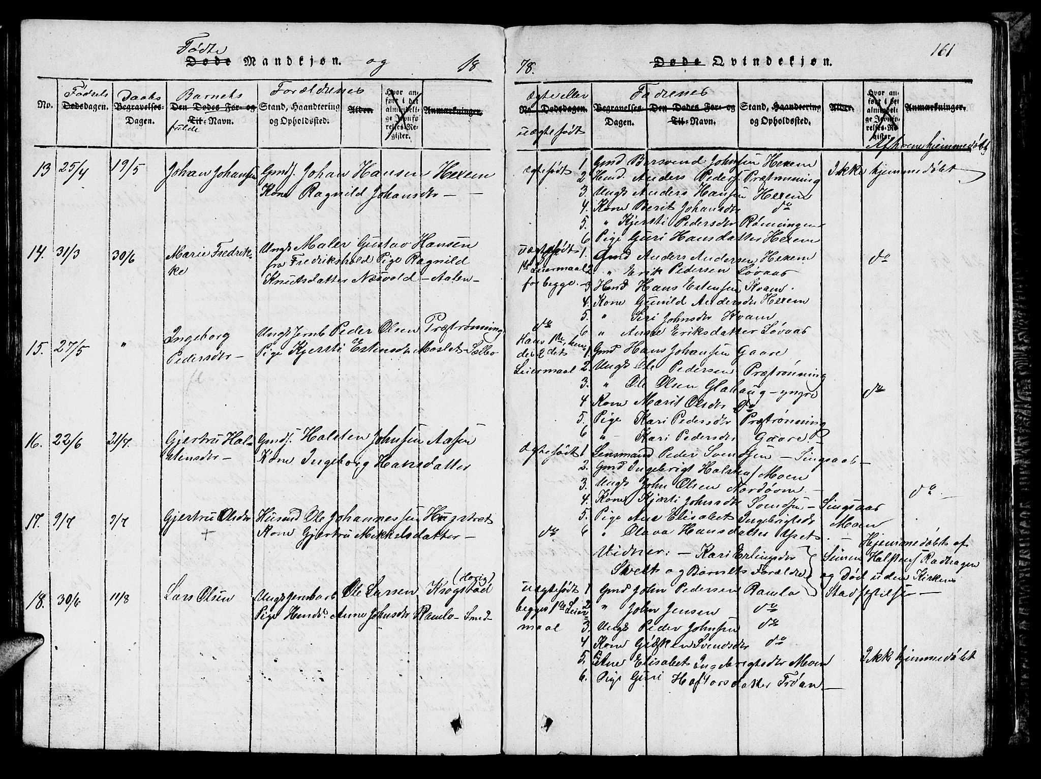 Ministerialprotokoller, klokkerbøker og fødselsregistre - Sør-Trøndelag, AV/SAT-A-1456/685/L0976: Klokkerbok nr. 685C01, 1817-1878, s. 161