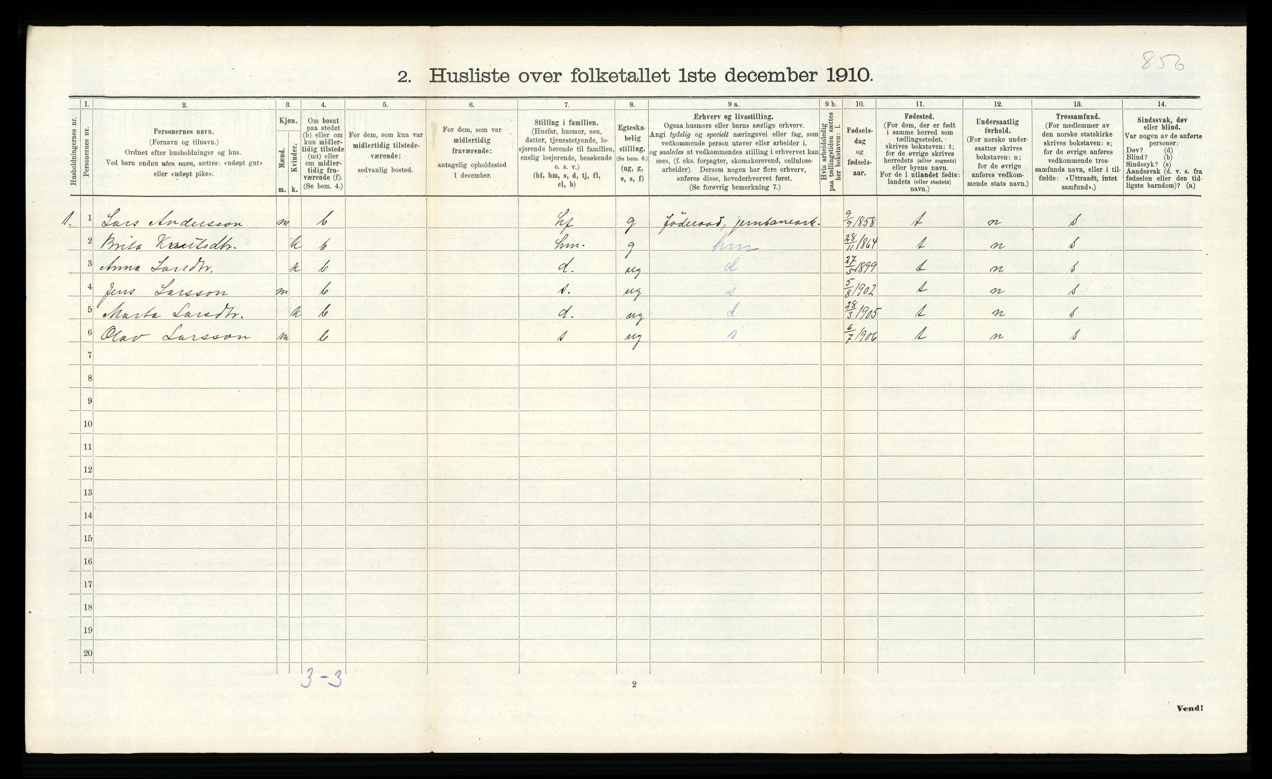 RA, Folketelling 1910 for 1235 Voss herred, 1910, s. 2433