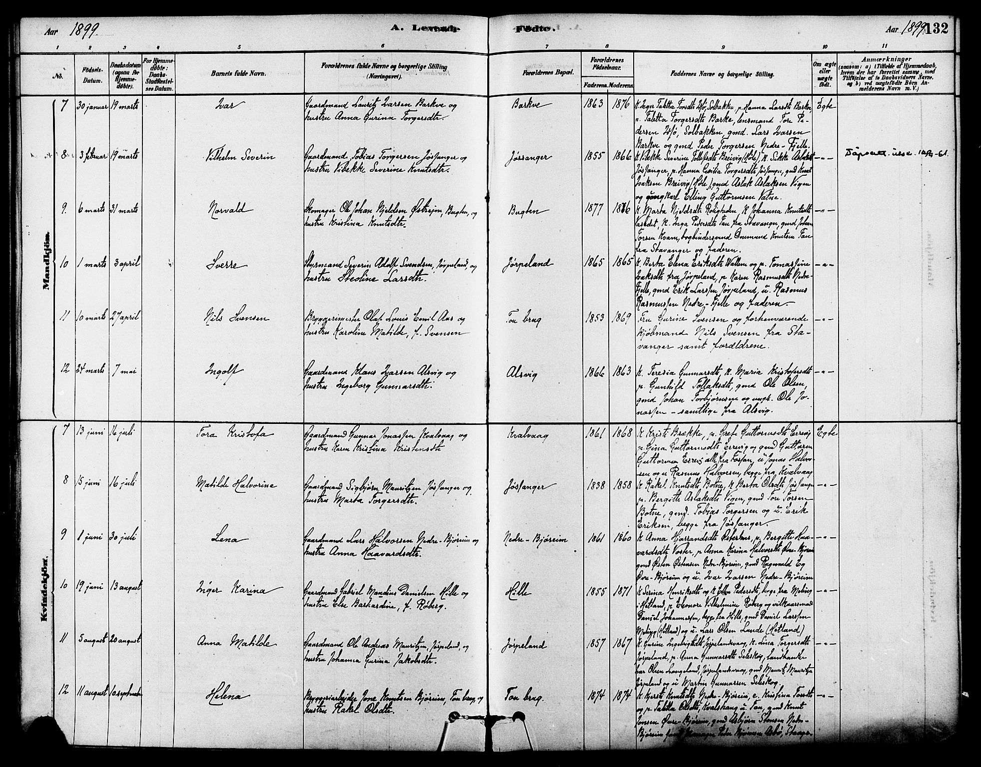 Strand sokneprestkontor, SAST/A-101828/H/Ha/Haa/L0009: Ministerialbok nr. A 9, 1877-1908, s. 132