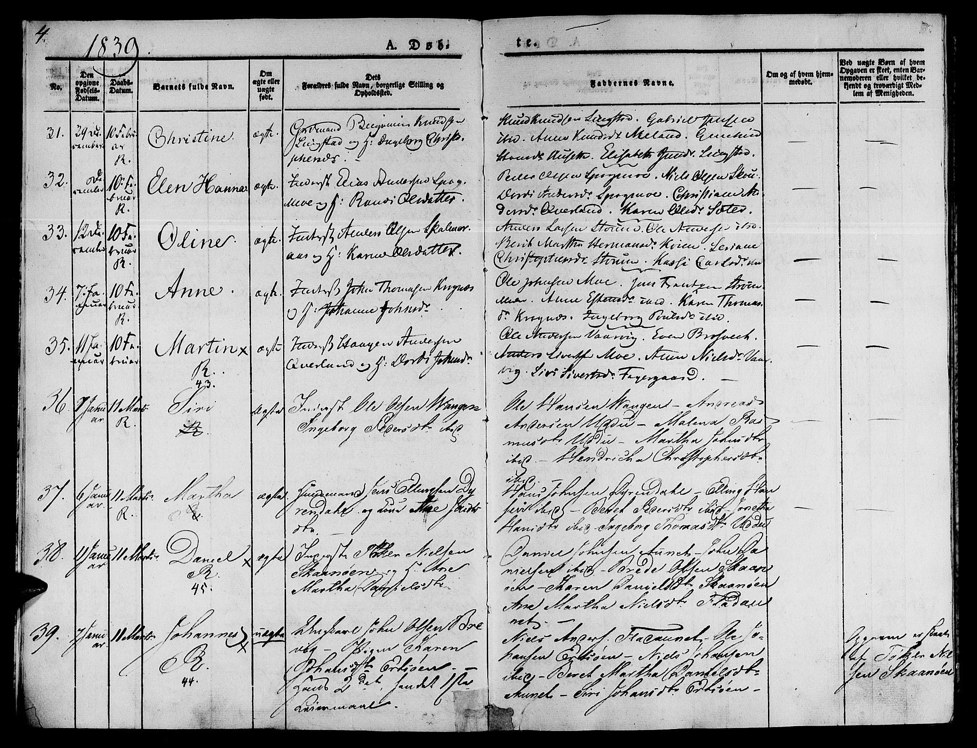 Ministerialprotokoller, klokkerbøker og fødselsregistre - Sør-Trøndelag, SAT/A-1456/646/L0610: Ministerialbok nr. 646A08, 1837-1847, s. 4