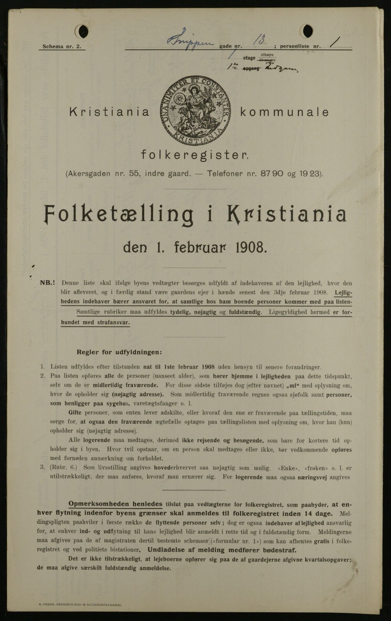 OBA, Kommunal folketelling 1.2.1908 for Kristiania kjøpstad, 1908, s. 88267