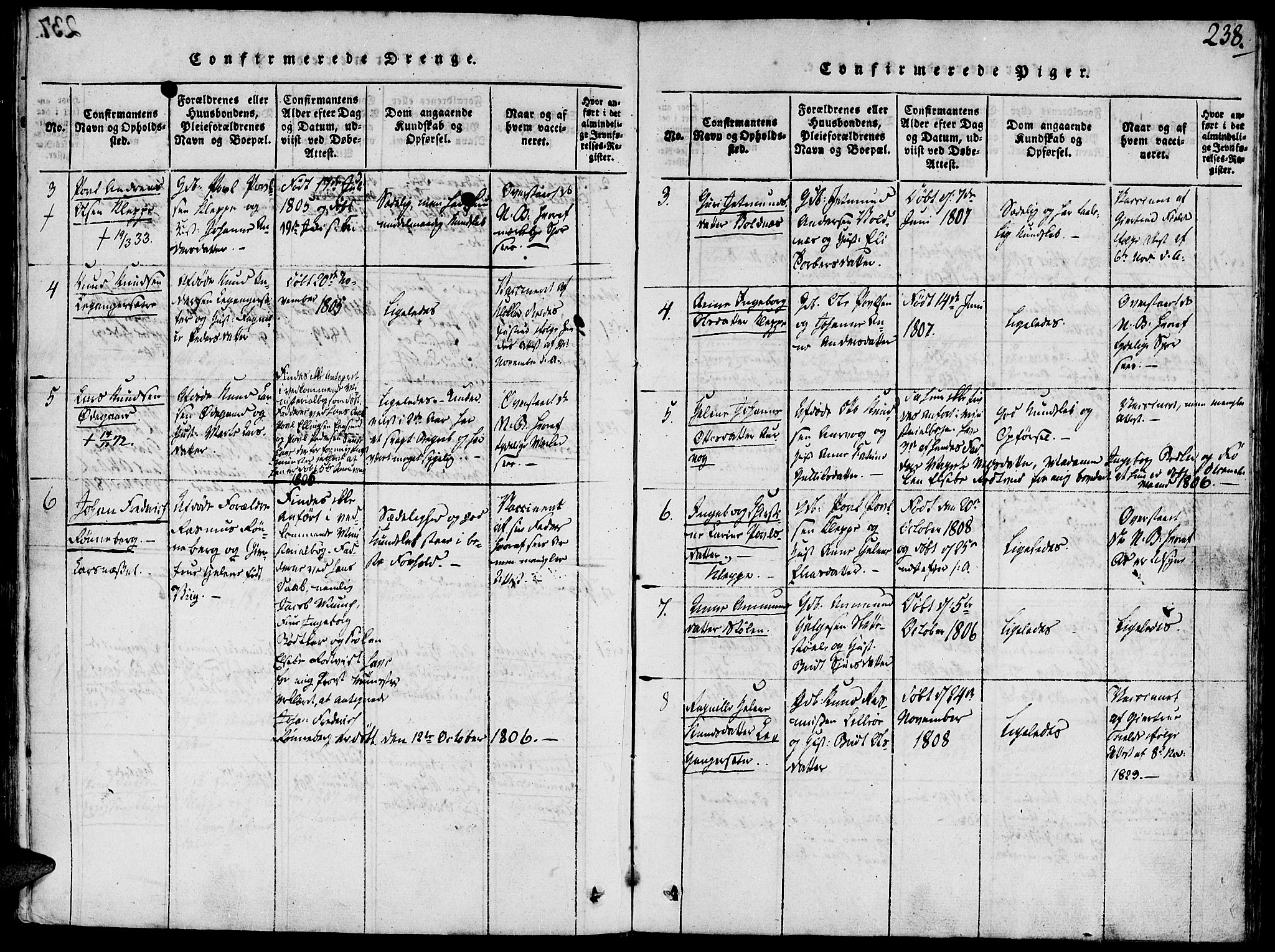 Ministerialprotokoller, klokkerbøker og fødselsregistre - Møre og Romsdal, SAT/A-1454/504/L0054: Ministerialbok nr. 504A01, 1816-1861, s. 238