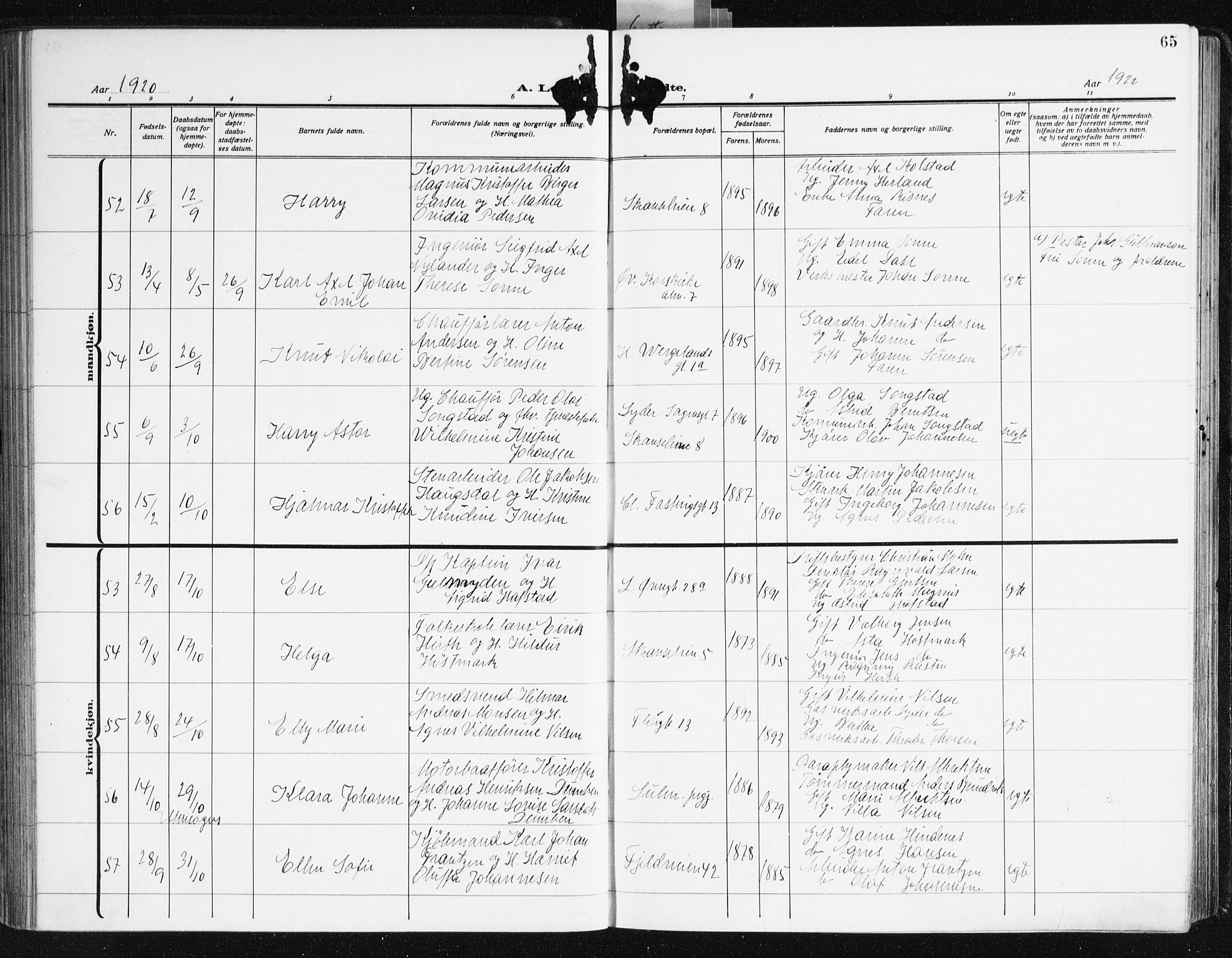 Korskirken sokneprestembete, AV/SAB-A-76101/H/Hab: Klokkerbok nr. B 12, 1917-1942, s. 65