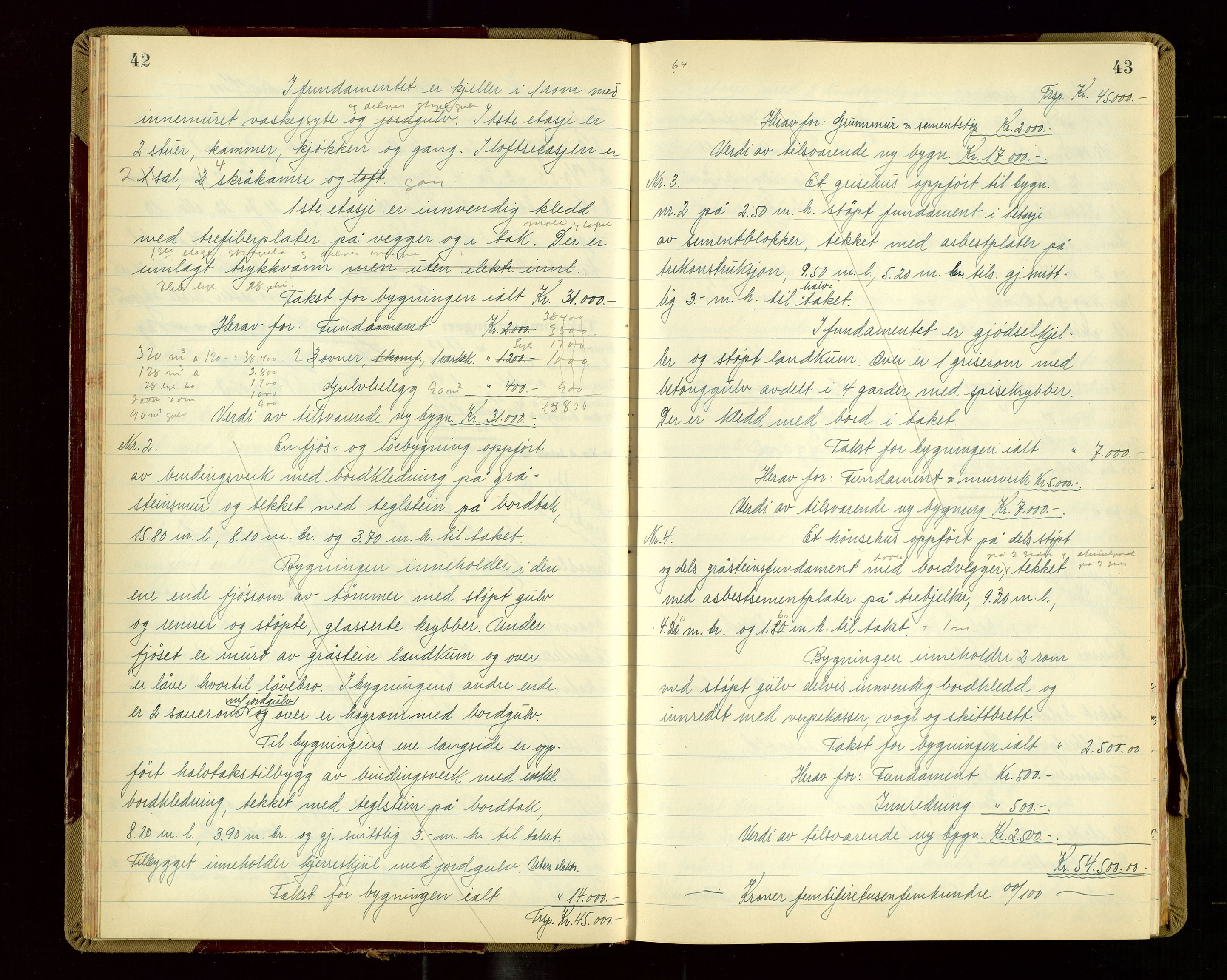 Eigersund lensmannskontor, AV/SAST-A-100171/Goa/L0013: "Branntakstprotokoll", 1954-1955, s. 42-43