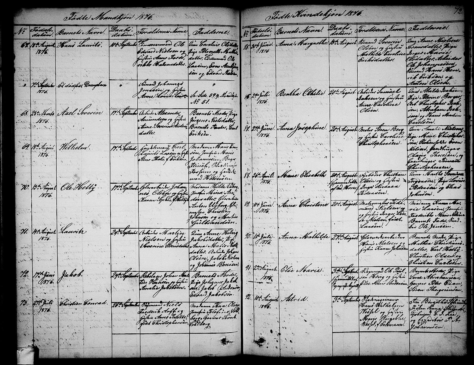 Larvik kirkebøker, AV/SAKO-A-352/G/Ga/L0004: Klokkerbok nr. I 4, 1871-1888, s. 72