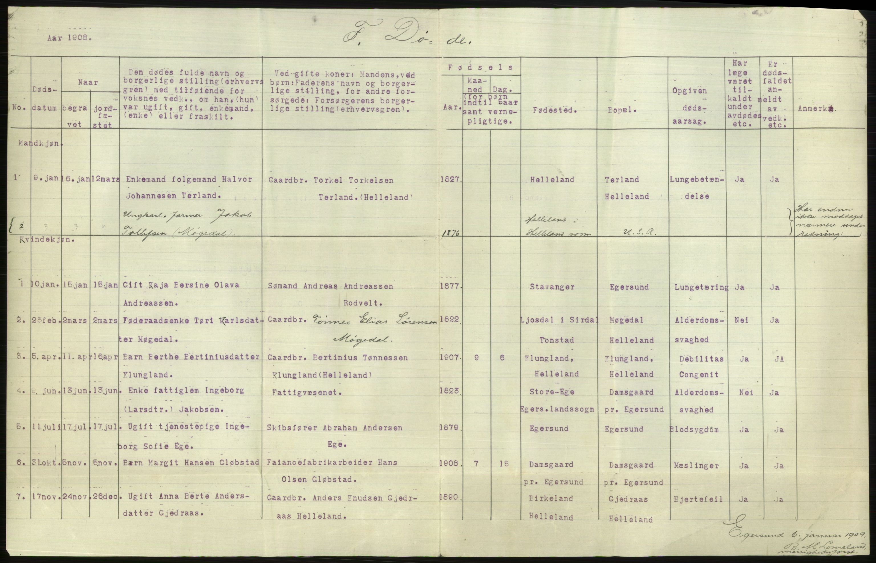 Statistisk sentralbyrå, Sosiodemografiske emner, Befolkning, AV/RA-S-2228/E/L0006: Fødte, gifte, døde dissentere., 1908, s. 3234