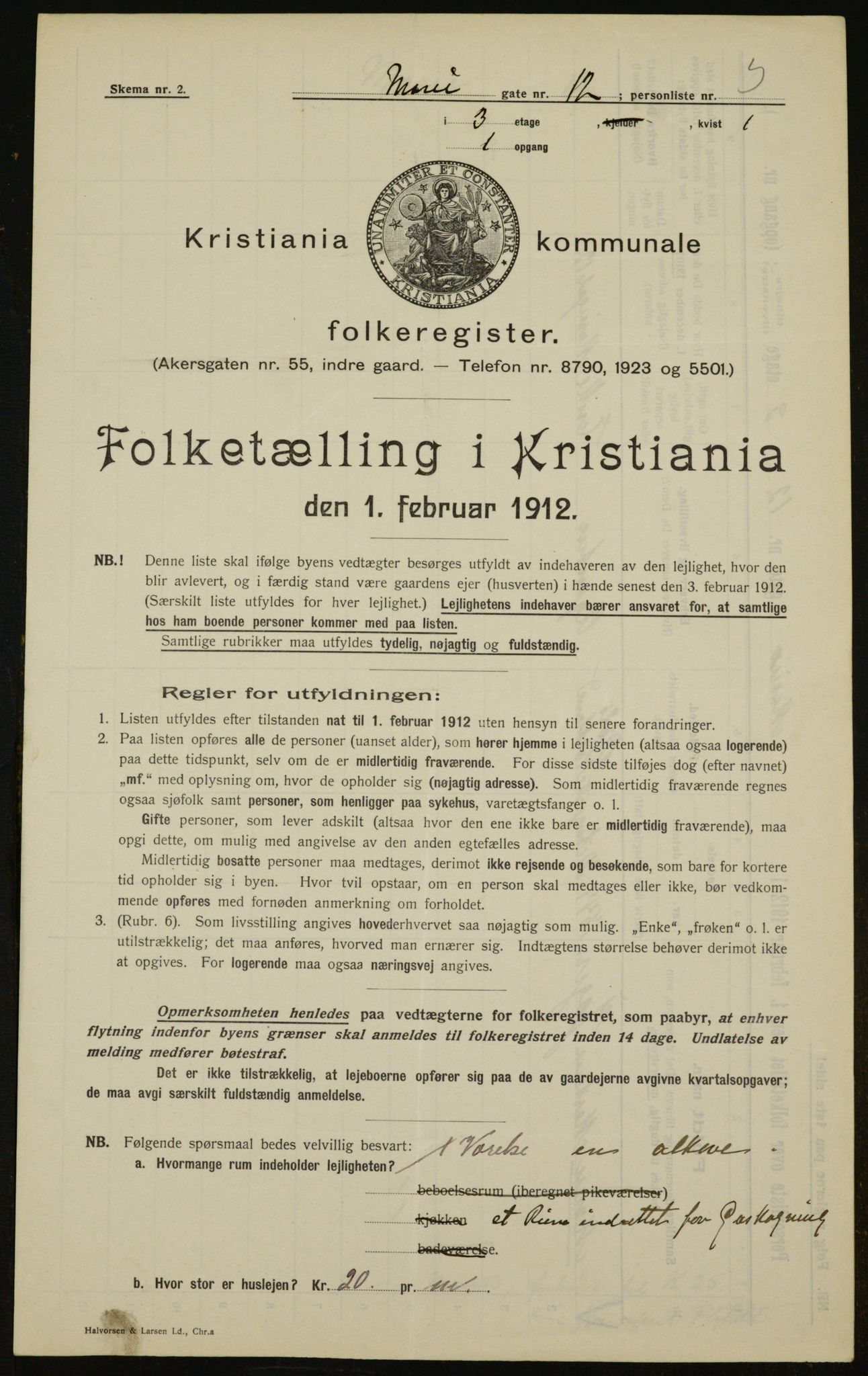 OBA, Kommunal folketelling 1.2.1912 for Kristiania, 1912, s. 63351