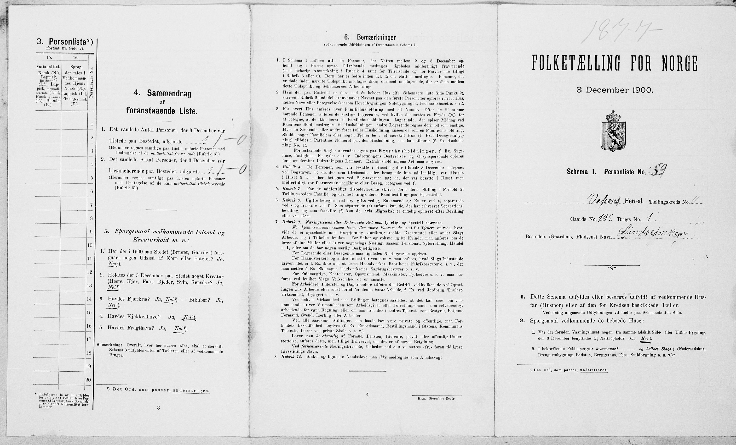 SAT, Folketelling 1900 for 1824 Vefsn herred, 1900, s. 1115