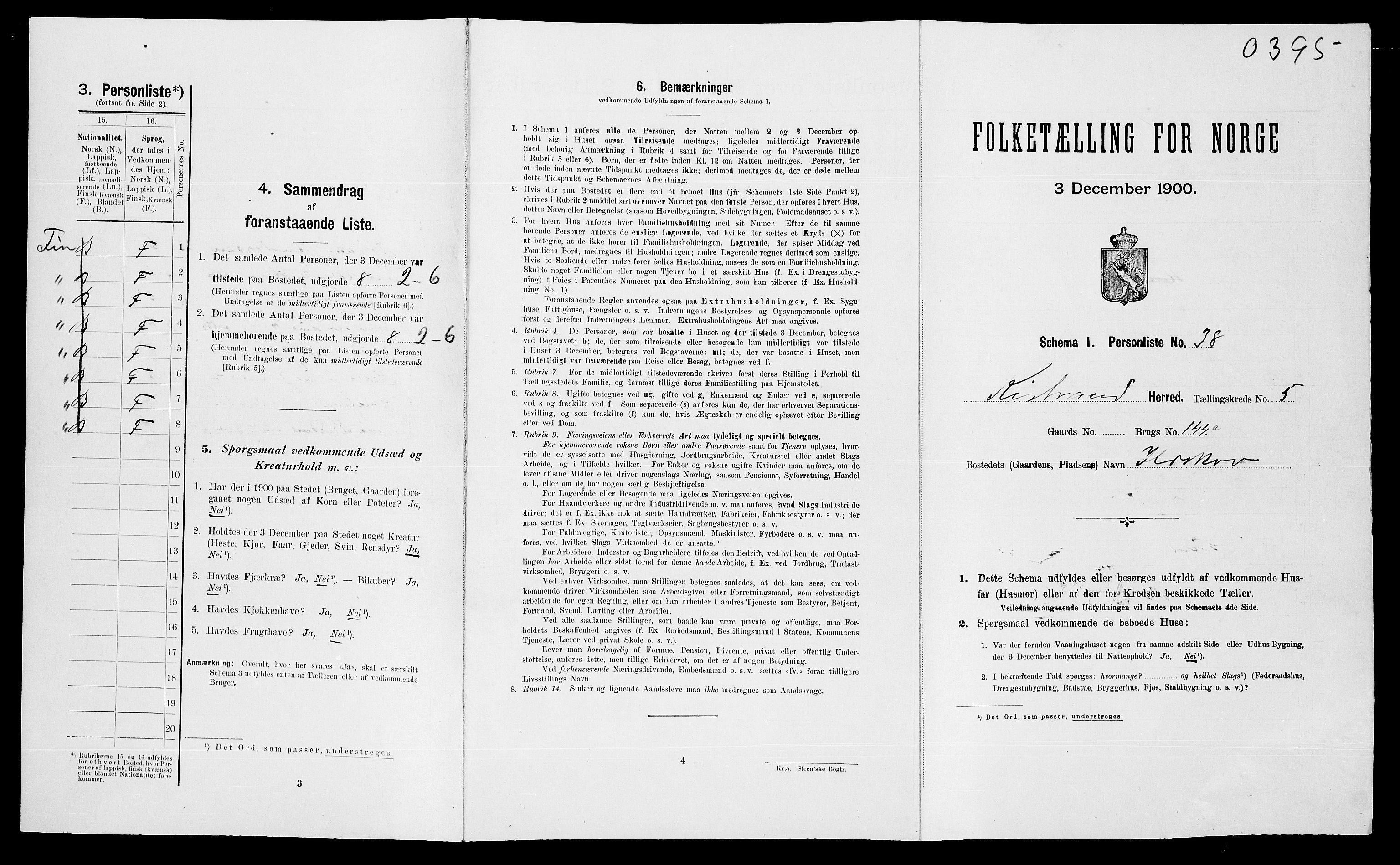 SATØ, Folketelling 1900 for 2020 Kistrand herred, 1900, s. 446