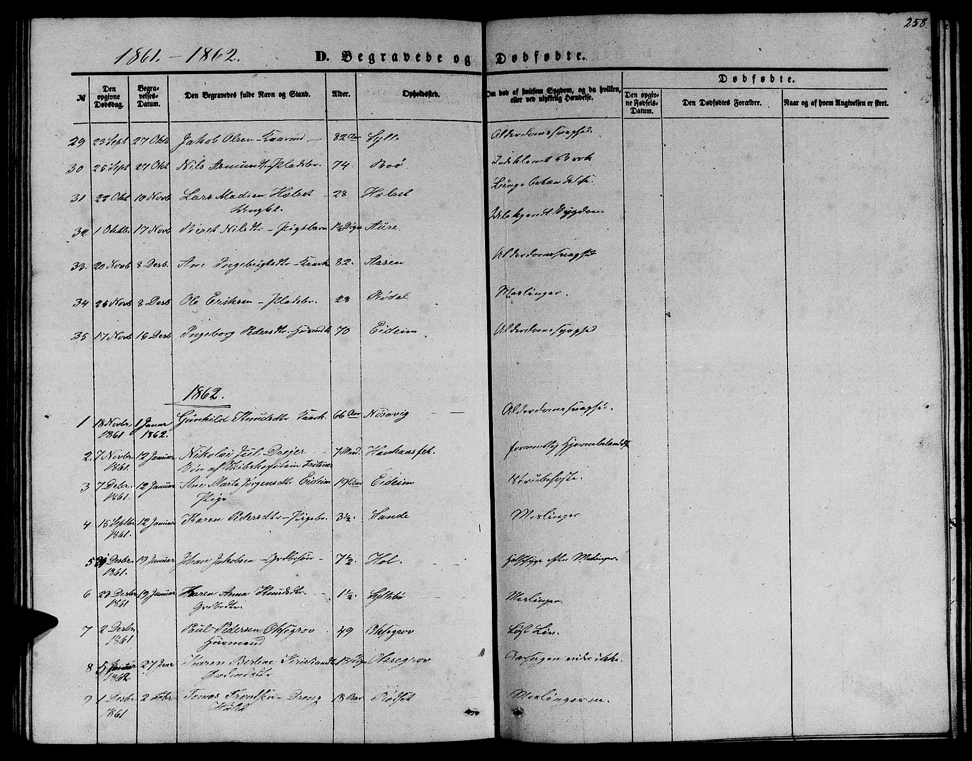 Ministerialprotokoller, klokkerbøker og fødselsregistre - Møre og Romsdal, AV/SAT-A-1454/565/L0753: Klokkerbok nr. 565C02, 1845-1870, s. 258