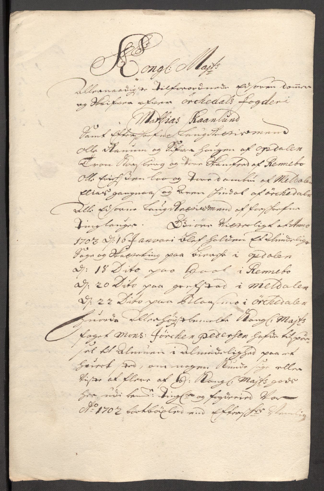 Rentekammeret inntil 1814, Reviderte regnskaper, Fogderegnskap, RA/EA-4092/R60/L3952: Fogderegnskap Orkdal og Gauldal, 1702, s. 124