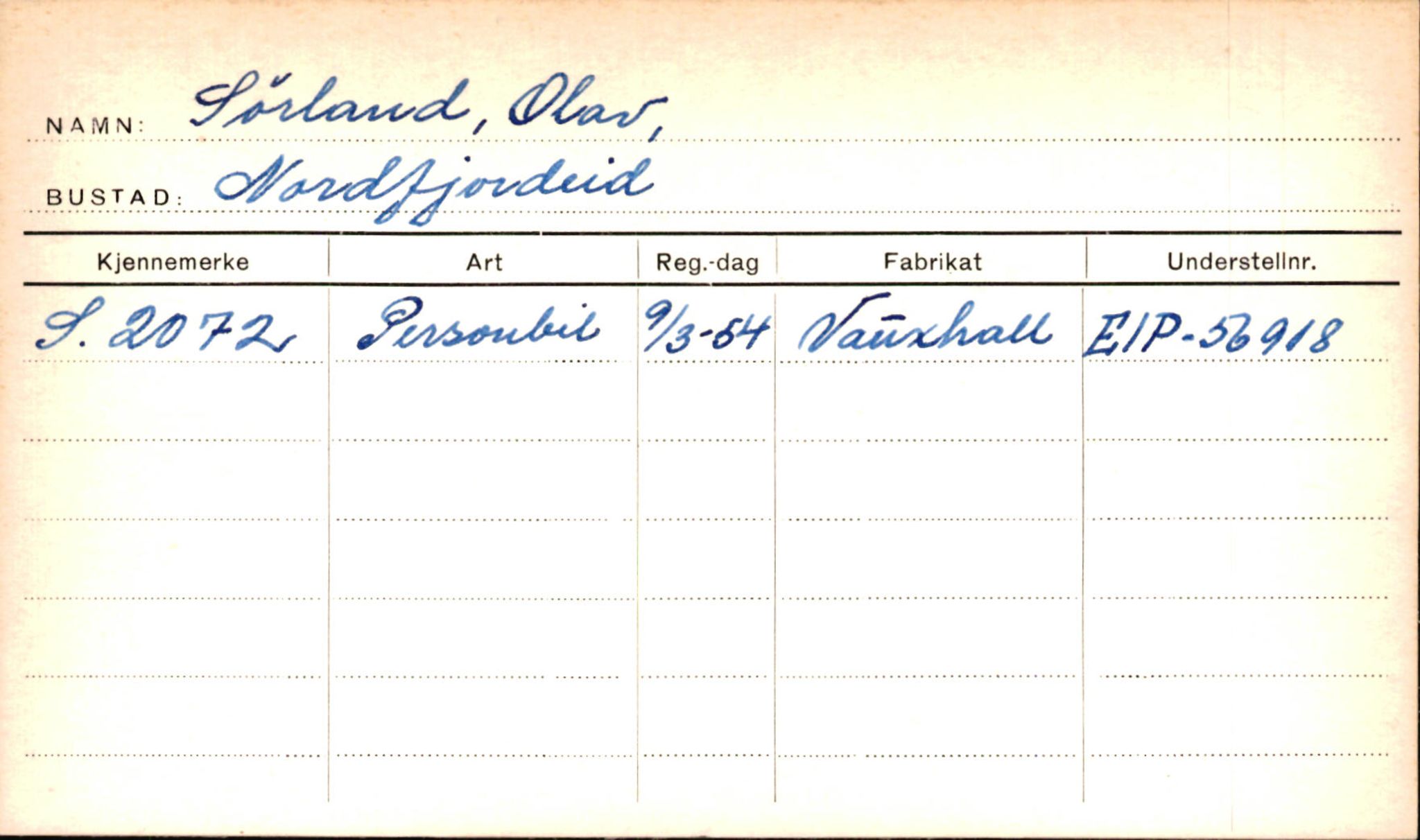 Statens vegvesen, Sogn og Fjordane vegkontor, AV/SAB-A-5301/4/F/L0002: Eigarregister Fjordane til 1.6.1961, 1930-1961, s. 97