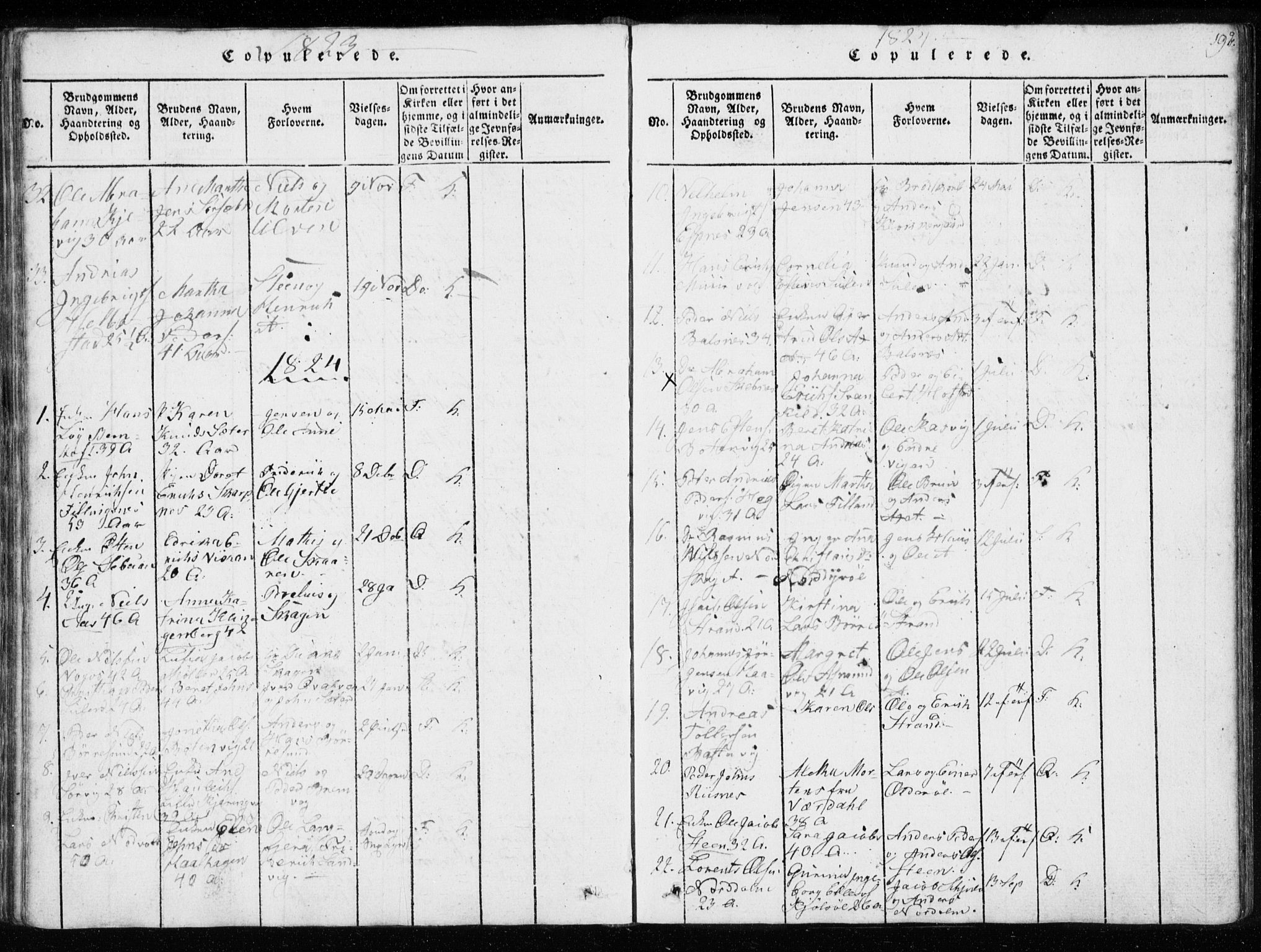 Ministerialprotokoller, klokkerbøker og fødselsregistre - Sør-Trøndelag, SAT/A-1456/634/L0527: Ministerialbok nr. 634A03, 1818-1826, s. 192