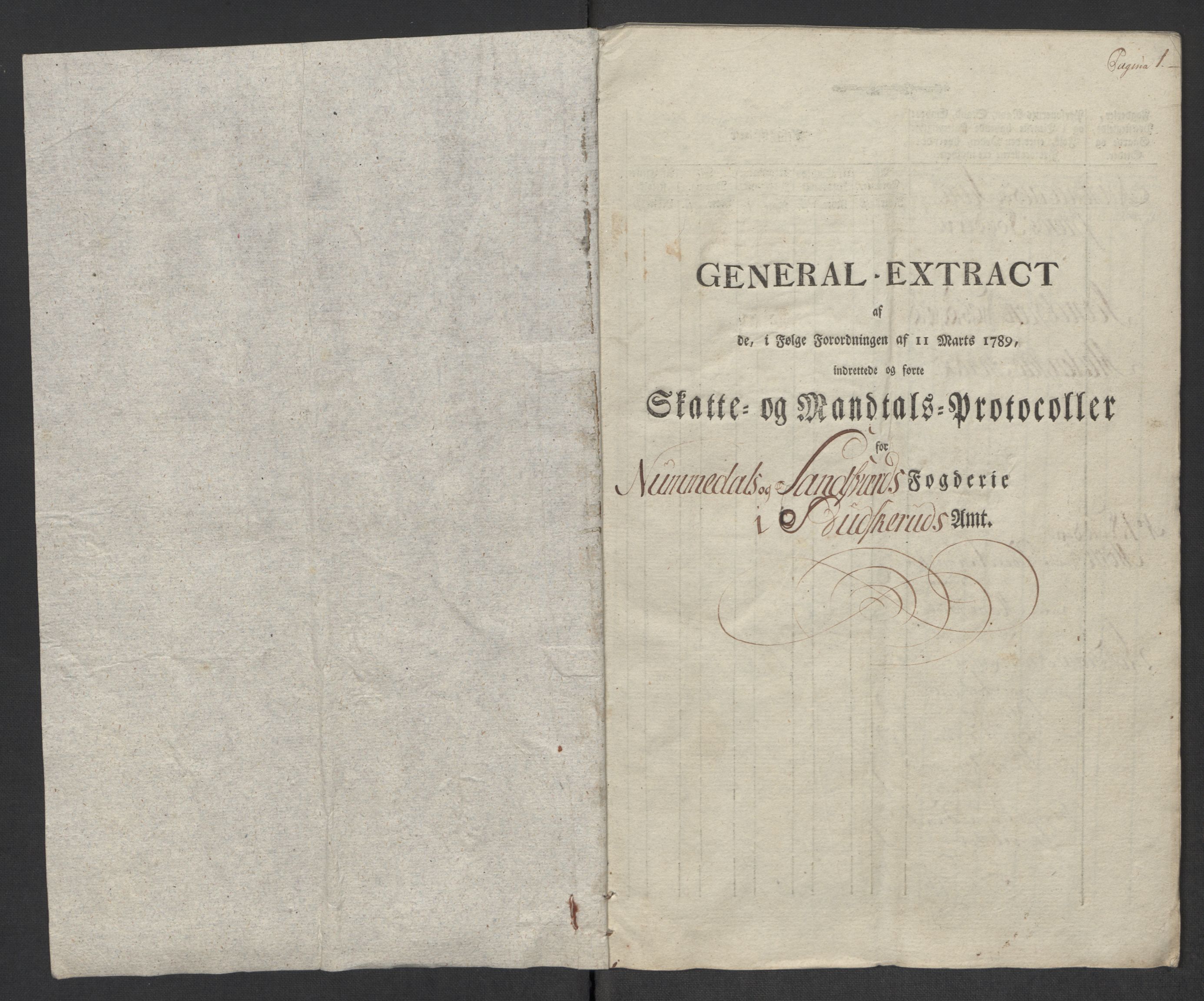 Rentekammeret inntil 1814, Reviderte regnskaper, Mindre regnskaper, RA/EA-4068/Rf/Rfe/L0031: Nordmøre fogderi, Numedal og Sandsvær fogderi, 1789, s. 344