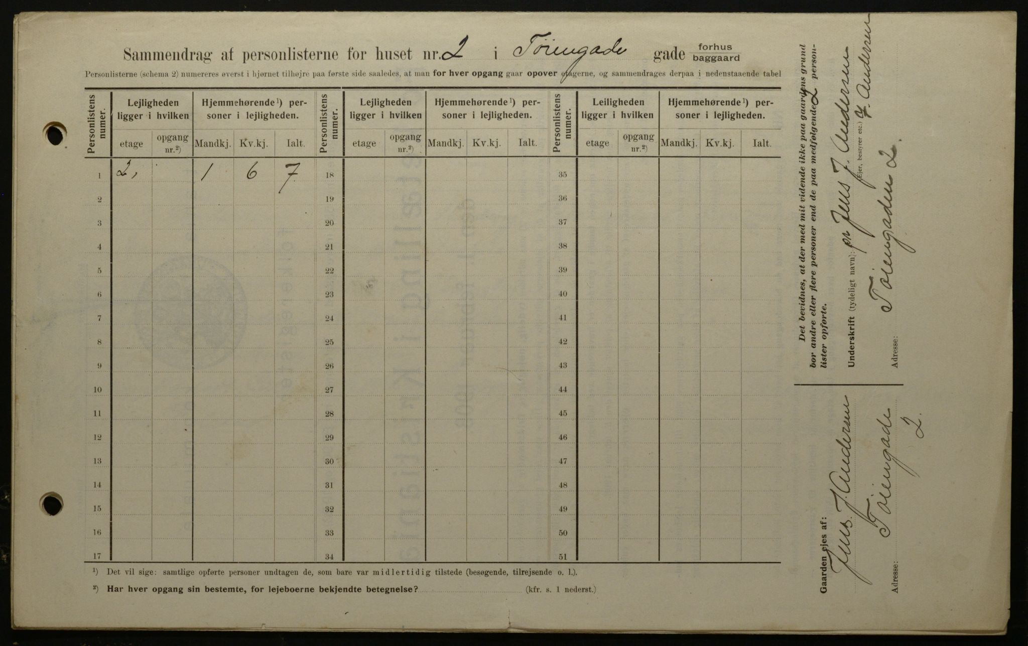 OBA, Kommunal folketelling 1.2.1908 for Kristiania kjøpstad, 1908, s. 105623