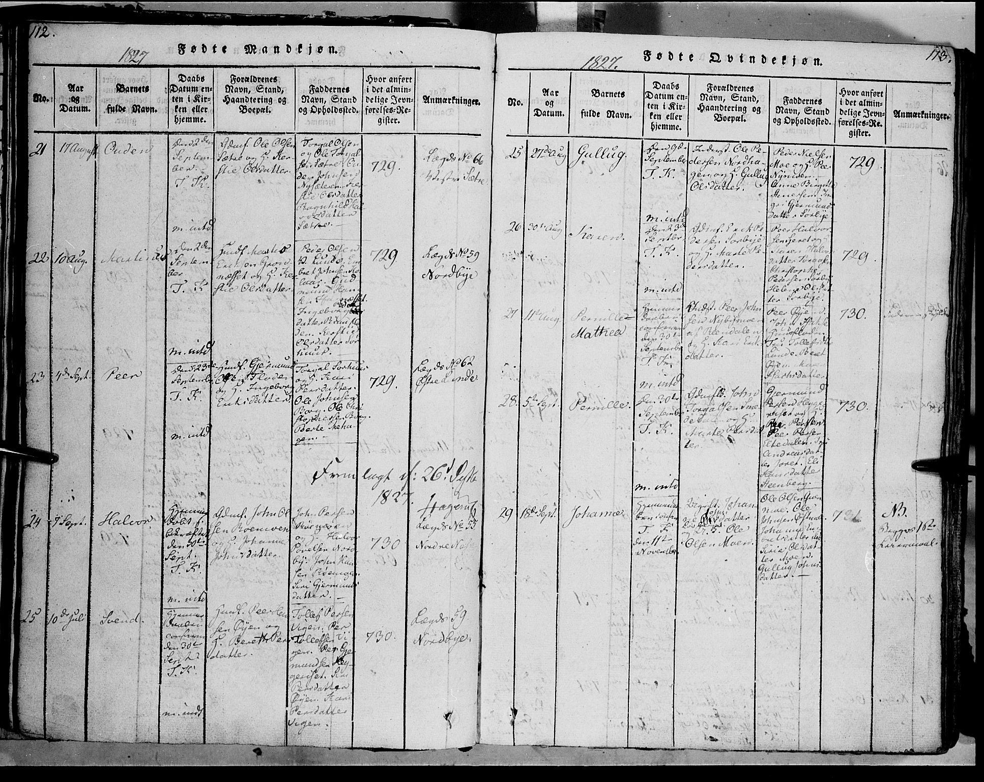 Trysil prestekontor, SAH/PREST-046/H/Ha/Haa/L0003: Ministerialbok nr. 3 /1, 1814-1841, s. 112-113