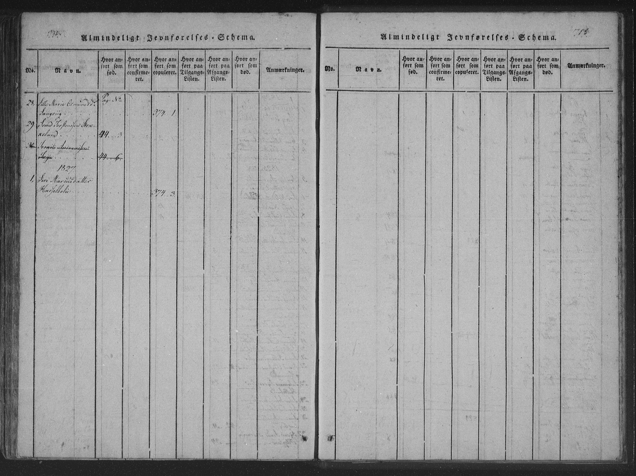 Søgne sokneprestkontor, AV/SAK-1111-0037/F/Fa/Fab/L0008: Ministerialbok nr. A 8, 1821-1838, s. 714-715