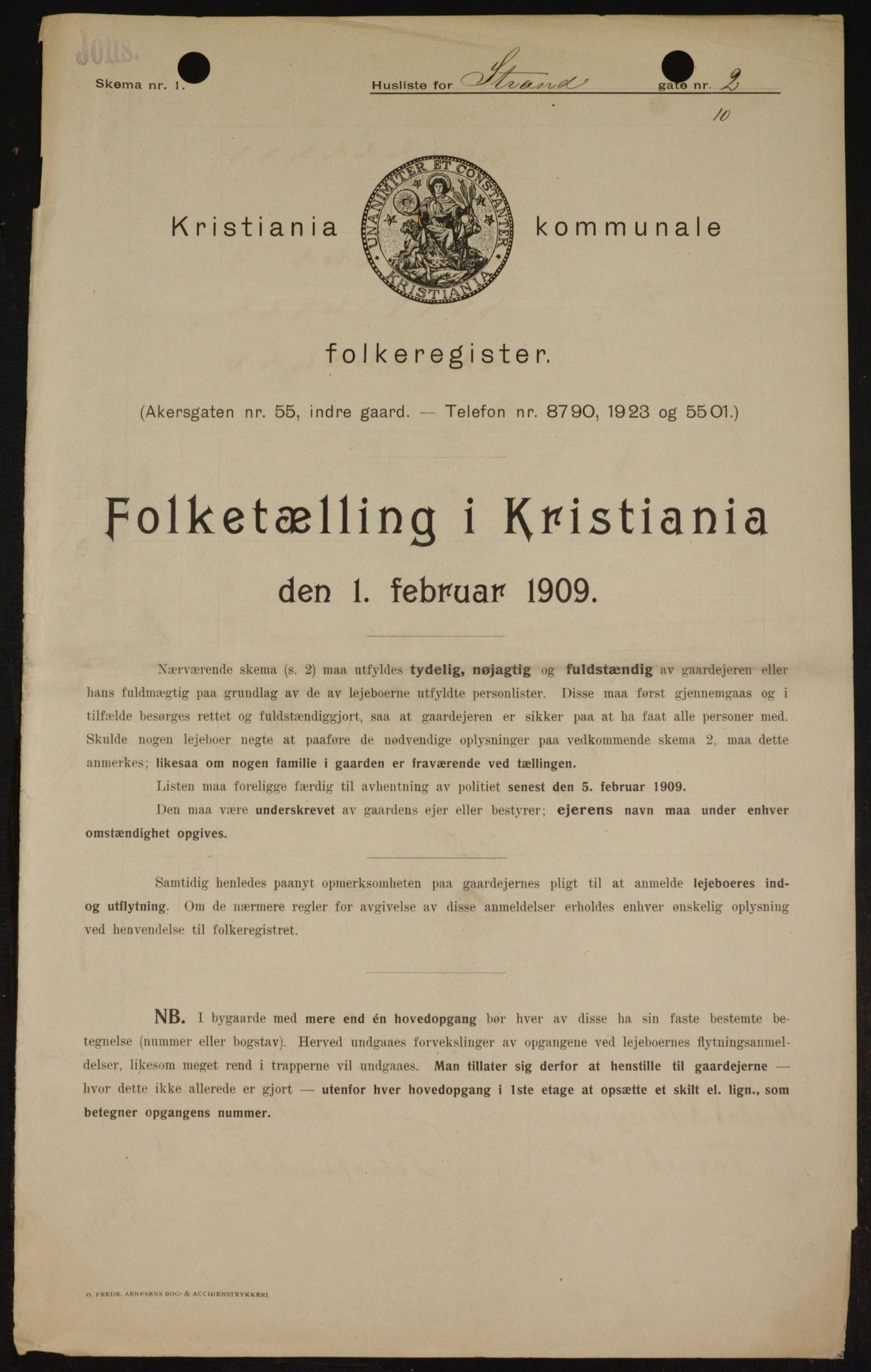 OBA, Kommunal folketelling 1.2.1909 for Kristiania kjøpstad, 1909, s. 93814