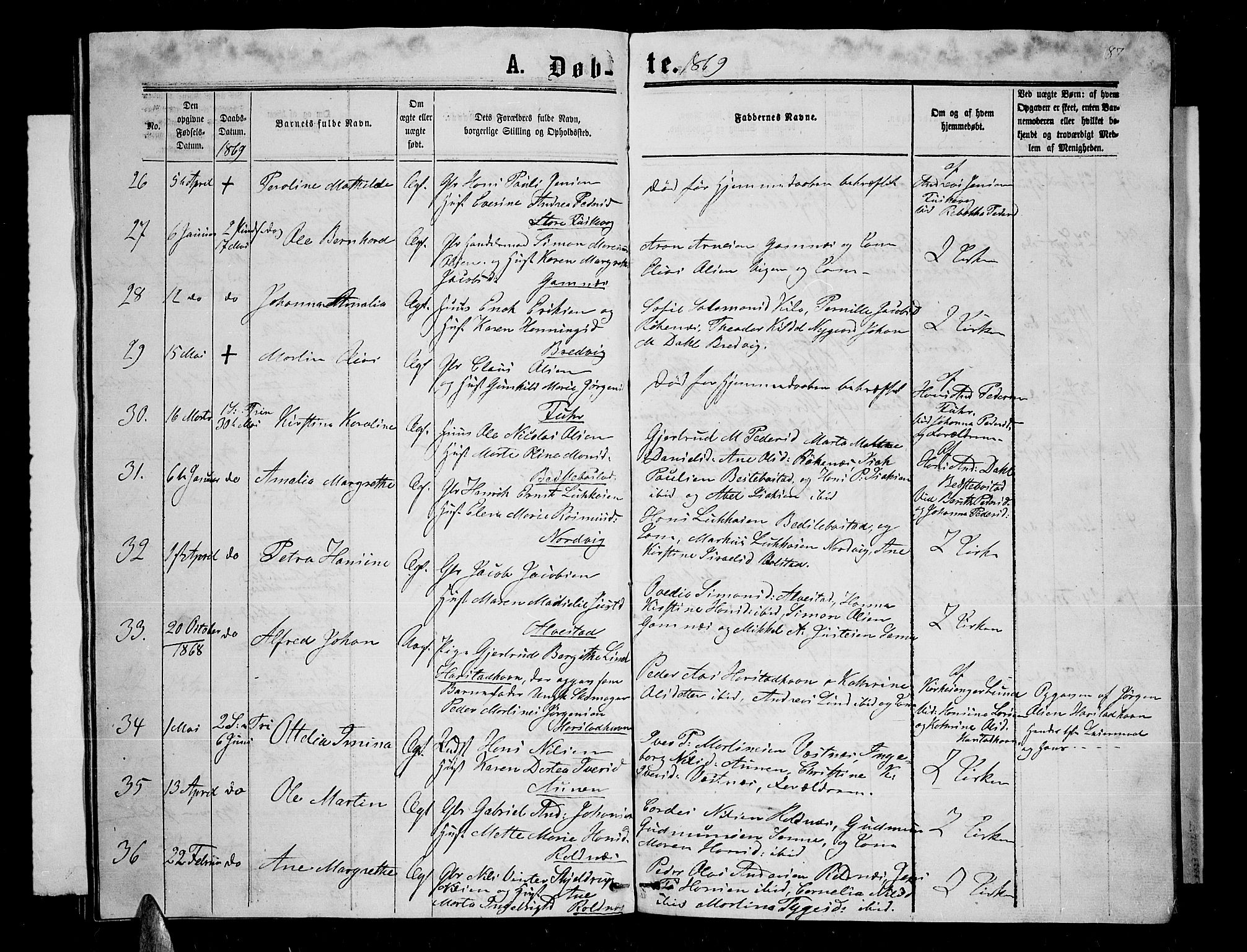 Trondenes sokneprestkontor, AV/SATØ-S-1319/H/Hb/L0008klokker: Klokkerbok nr. 8, 1863-1869, s. 87