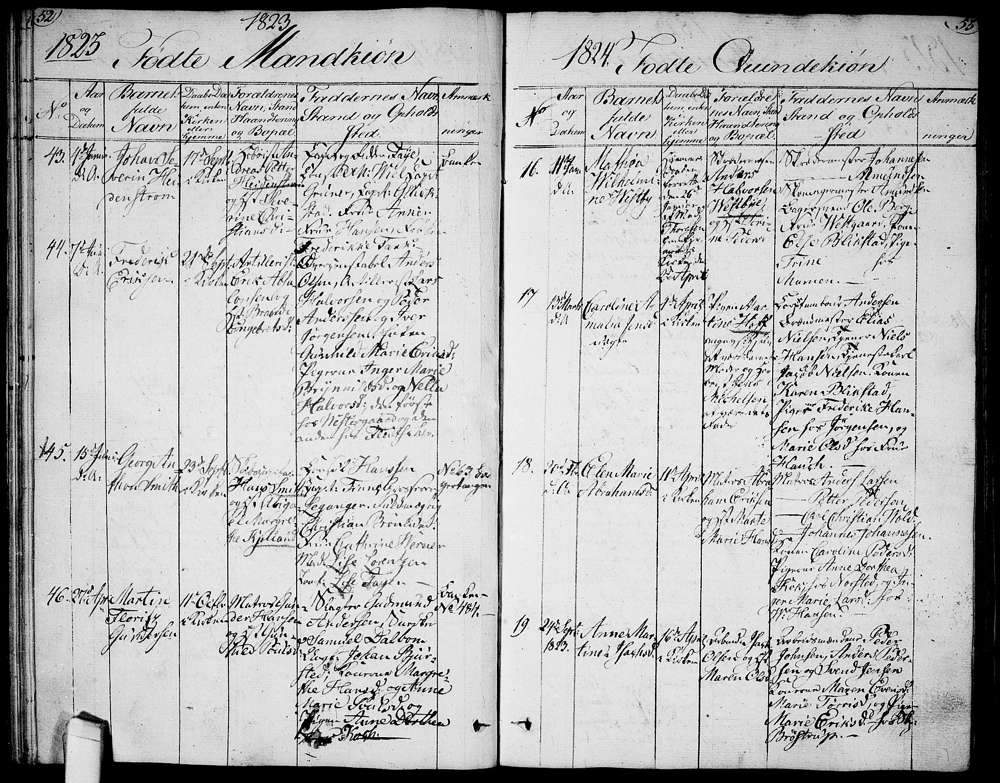 Halden prestekontor Kirkebøker, AV/SAO-A-10909/G/Ga/L0002: Klokkerbok nr. 2, 1821-1834, s. 52-53