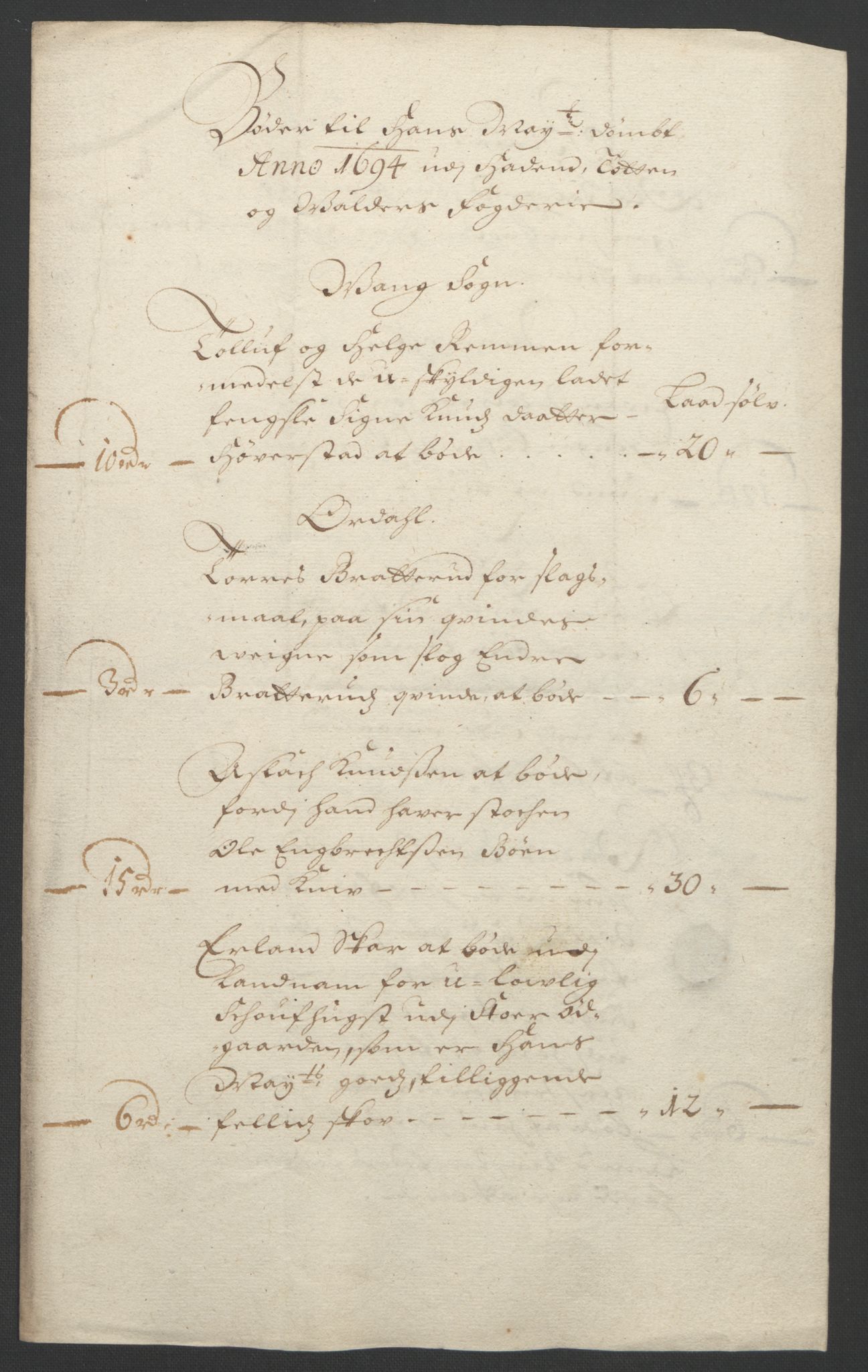 Rentekammeret inntil 1814, Reviderte regnskaper, Fogderegnskap, RA/EA-4092/R18/L1292: Fogderegnskap Hadeland, Toten og Valdres, 1693-1694, s. 255