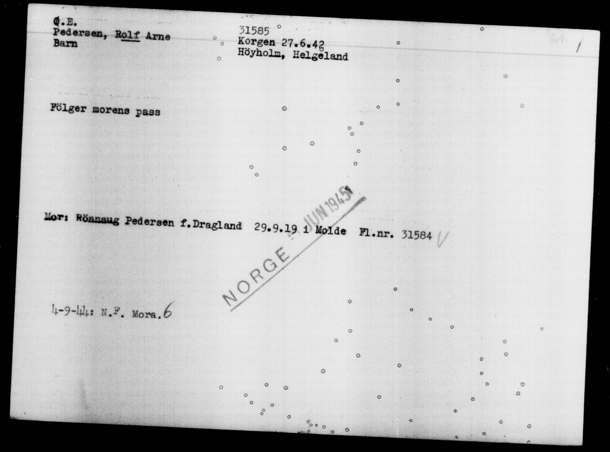 Den Kgl. Norske Legasjons Flyktningskontor, AV/RA-S-6753/V/Va/L0013: Kjesäterkartoteket.  Flyktningenr. 31500-34731, 1940-1945, s. 92