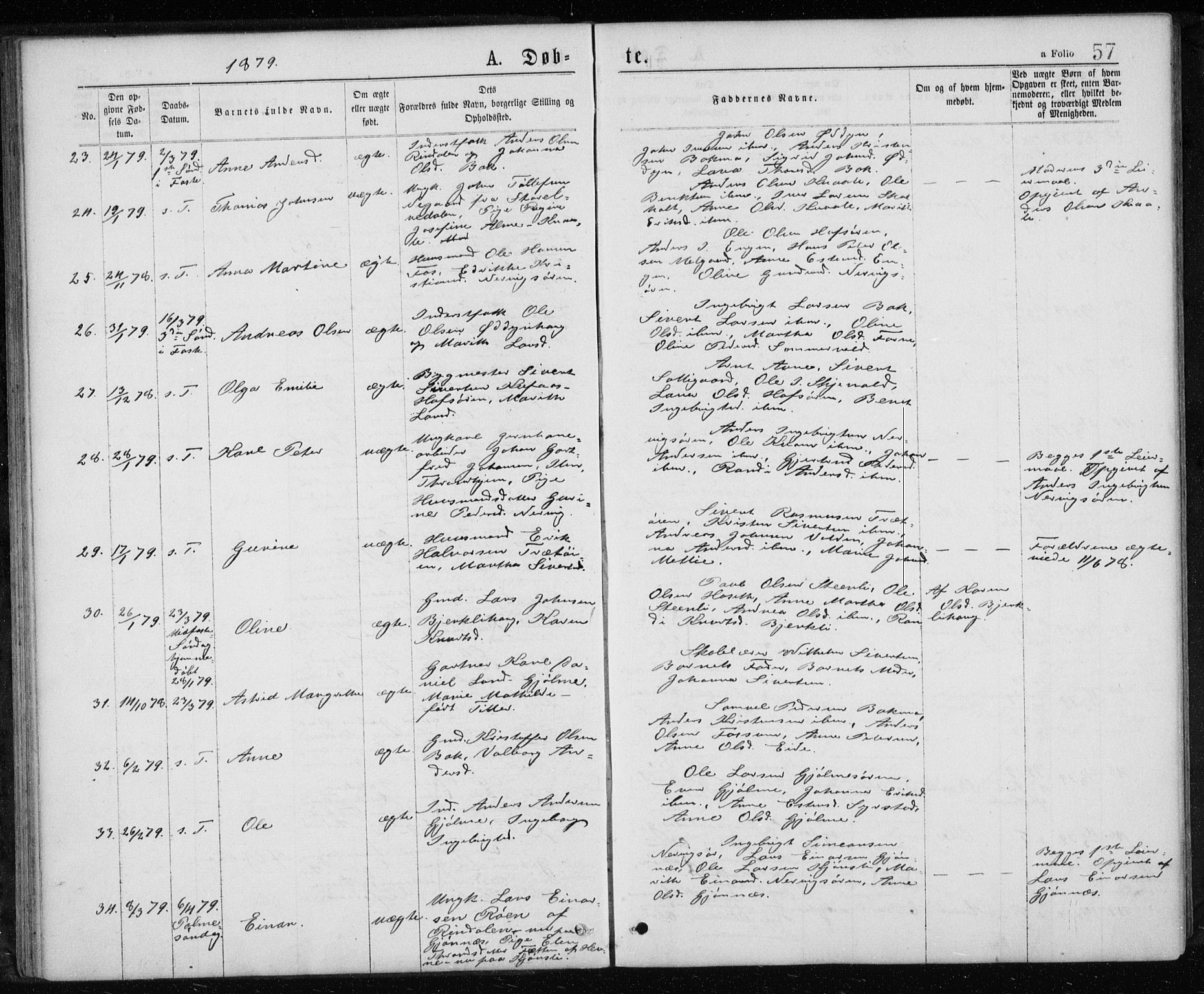 Ministerialprotokoller, klokkerbøker og fødselsregistre - Sør-Trøndelag, SAT/A-1456/668/L0817: Klokkerbok nr. 668C06, 1873-1884, s. 57
