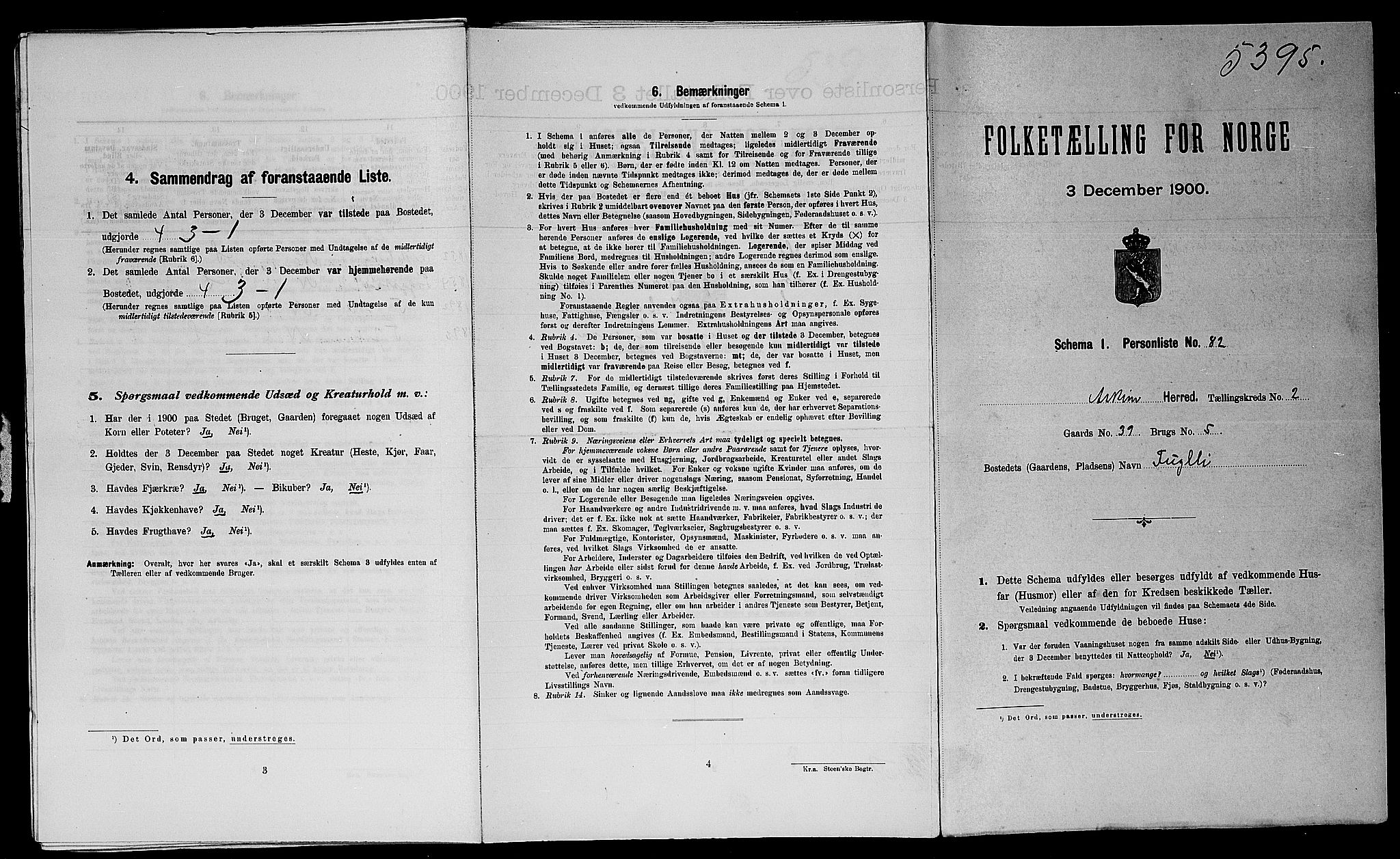 SAO, Folketelling 1900 for 0124 Askim herred, 1900