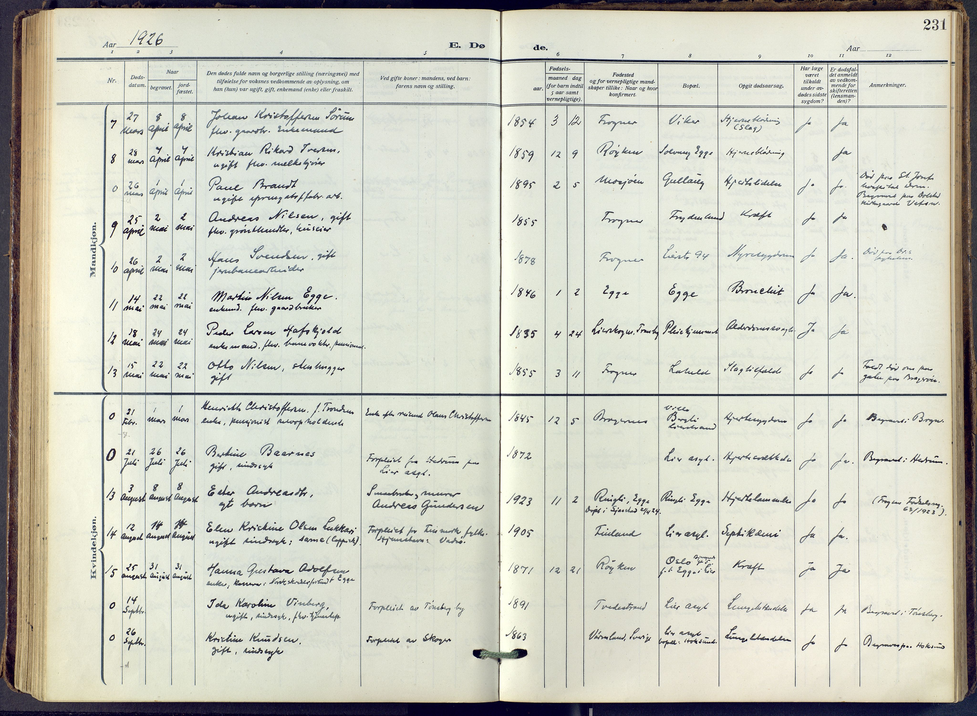 Lier kirkebøker, SAKO/A-230/F/Fa/L0019: Ministerialbok nr. I 19, 1918-1928, s. 231