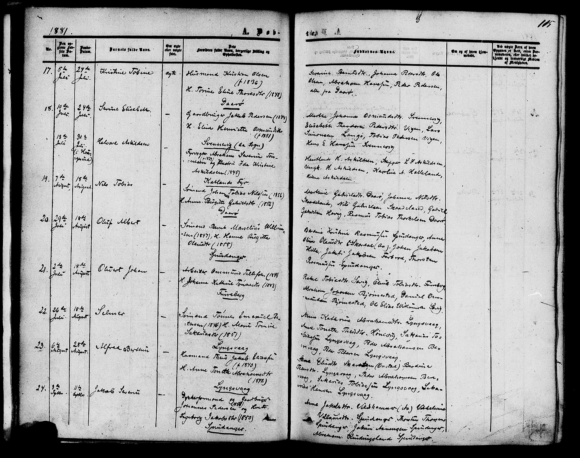 Herad sokneprestkontor, AV/SAK-1111-0018/F/Fa/Fab/L0004: Ministerialbok nr. A 4, 1853-1885, s. 115