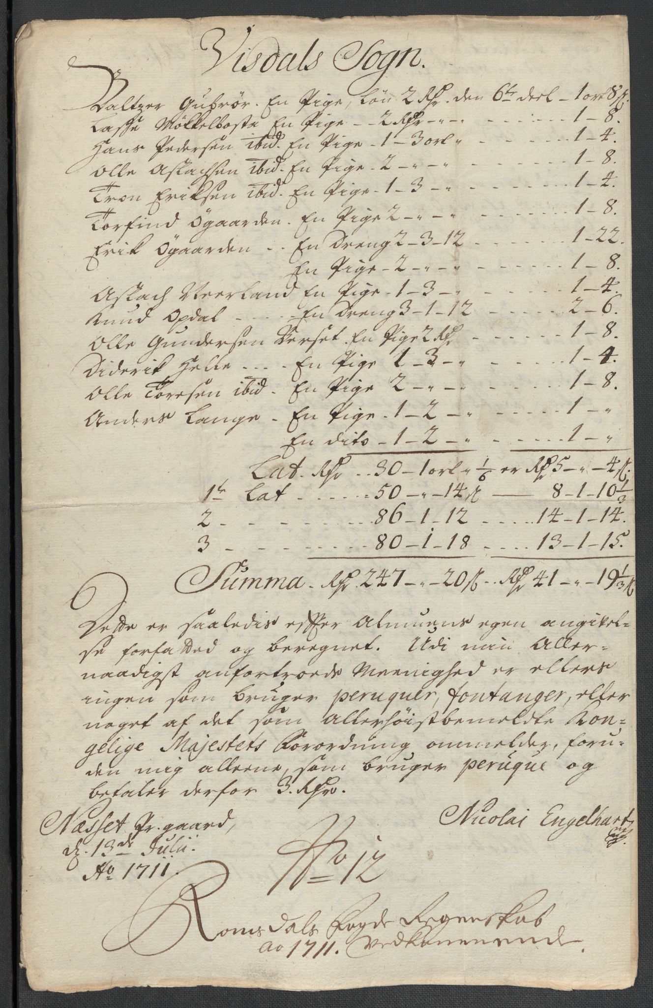 Rentekammeret inntil 1814, Reviderte regnskaper, Fogderegnskap, AV/RA-EA-4092/R55/L3660: Fogderegnskap Romsdal, 1711, s. 158