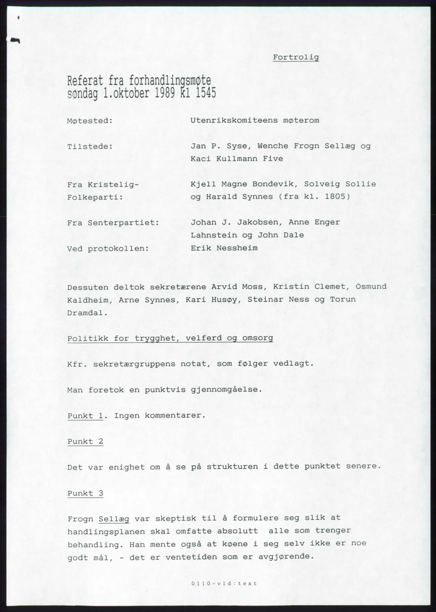 Forhandlingsmøtene 1989 mellom Høyre, KrF og Senterpartiet om dannelse av regjering, AV/RA-PA-0697/A/L0001: Forhandlingsprotokoll med vedlegg, 1989, s. 405