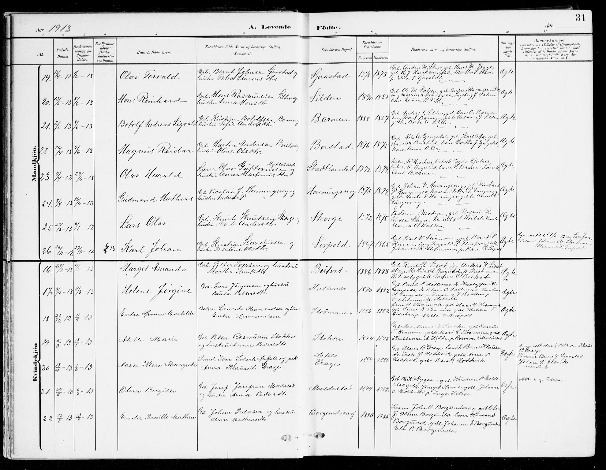 Selje sokneprestembete, AV/SAB-A-99938/H/Ha/Haa/Haab: Ministerialbok nr. B 3, 1908-1923, s. 31