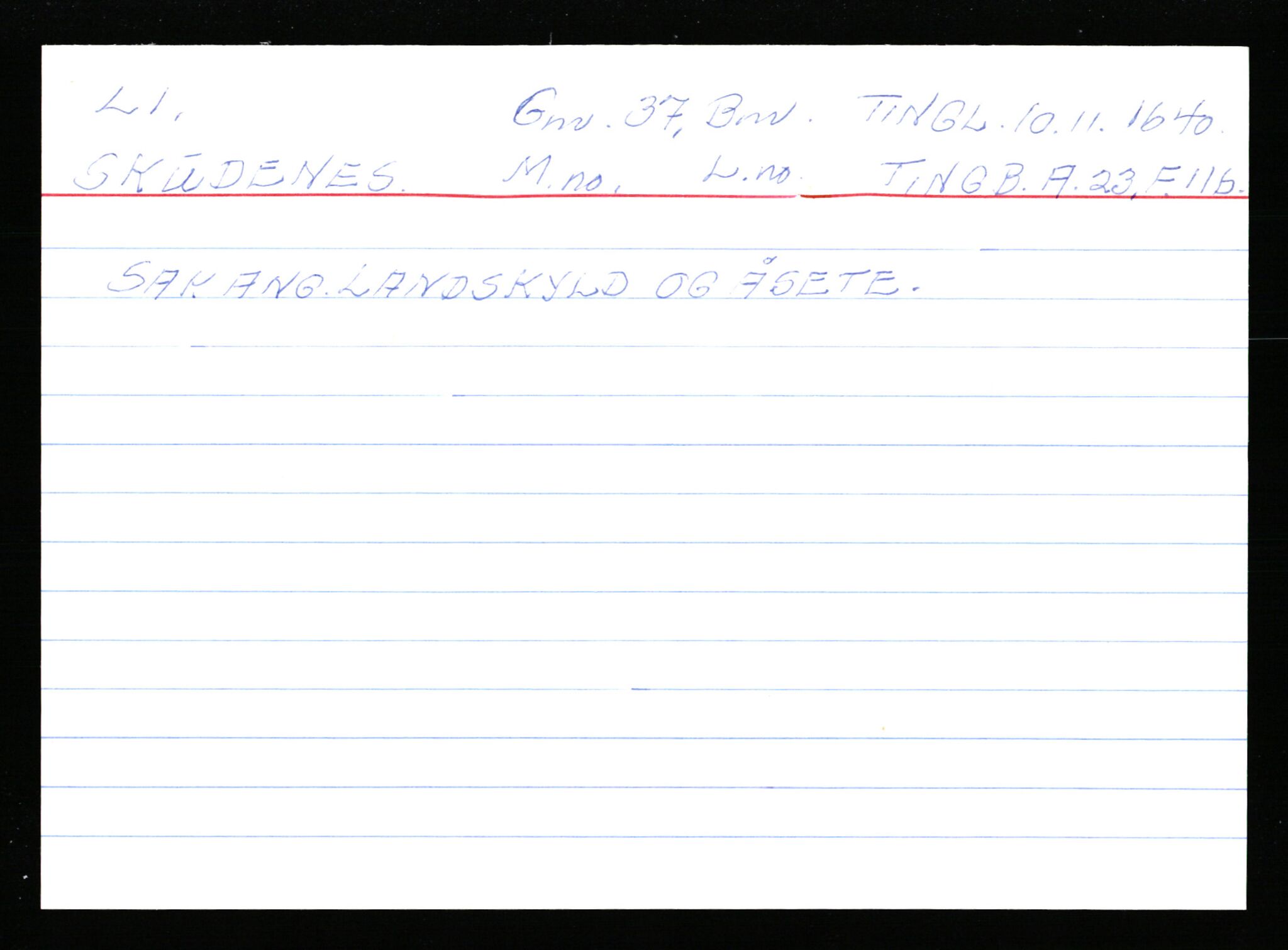 Statsarkivet i Stavanger, AV/SAST-A-101971/03/Y/Ym/L0035: Åstedskort sortert etter gårdsnavn: Leiranger - Lindanger, 1600-1950, s. 326