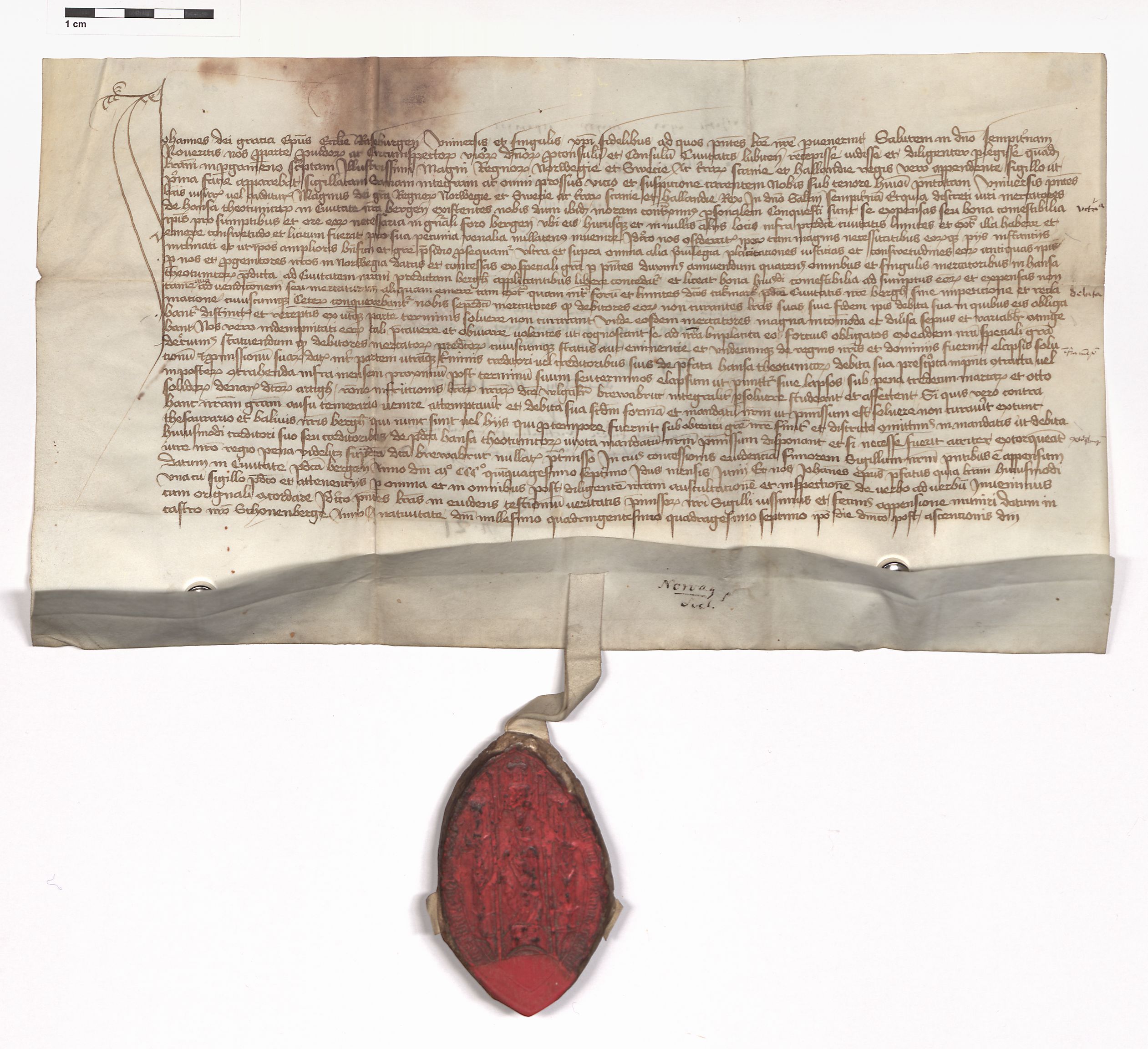 07.1 Urkunden, 3 Auswärtige Beziehungen (Externa), AHL/-/21: Norwegen (Norvagica); Kontor zu Bergen, 1247-1747, s. 309