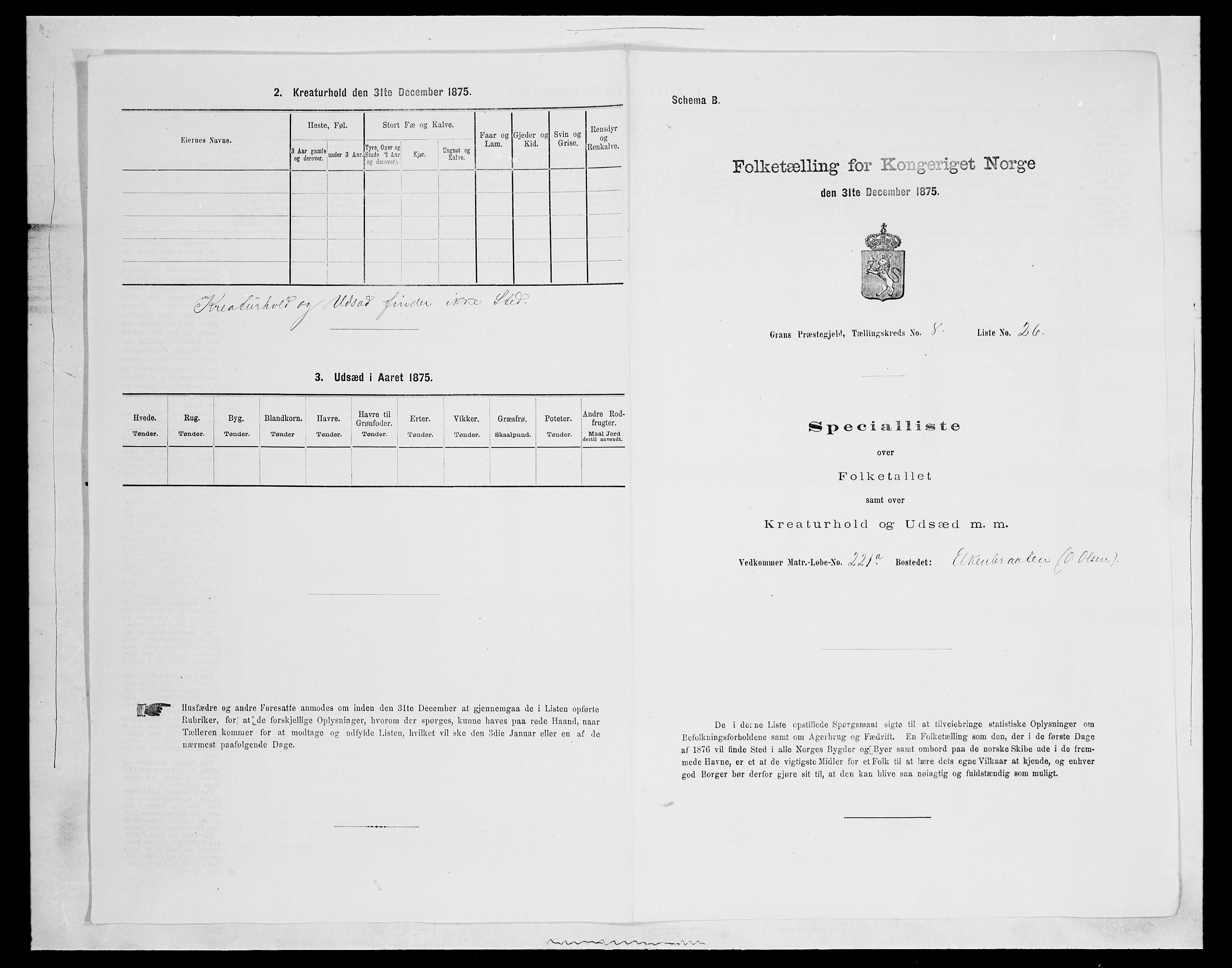 SAH, Folketelling 1875 for 0534P Gran prestegjeld, 1875, s. 1531