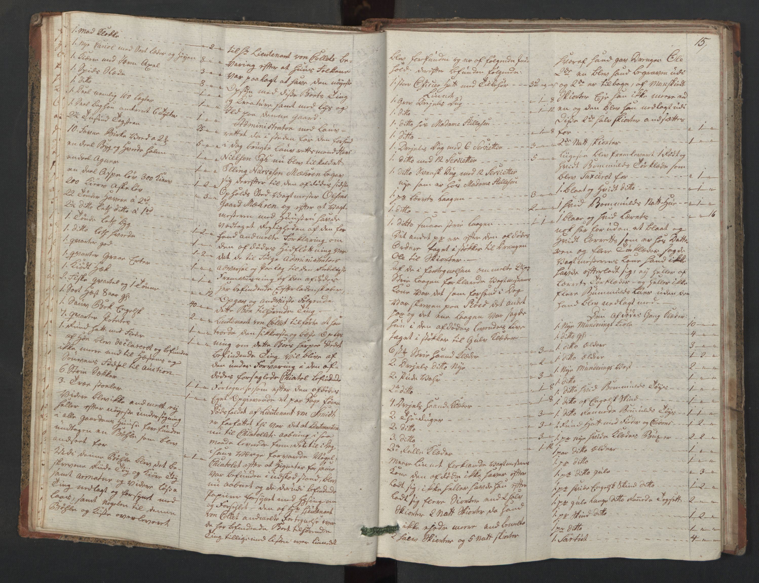 Forsvaret, Generalauditøren, AV/RA-RAFA-1772/F/Fj/Fjc/L0008: Skifteprotokol for akershusiske dragonregiment, 1801-1812, s. 14b-15a
