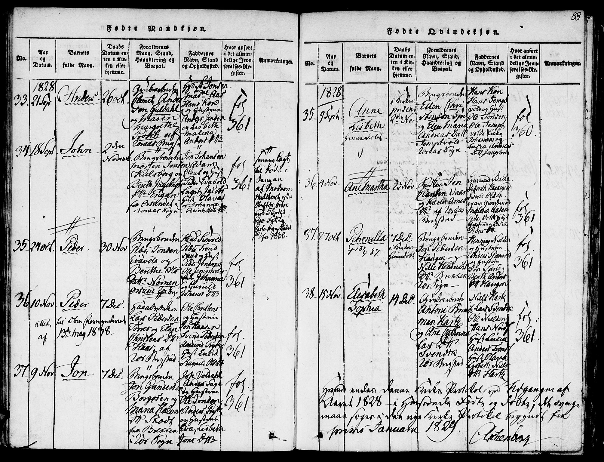 Ministerialprotokoller, klokkerbøker og fødselsregistre - Sør-Trøndelag, SAT/A-1456/681/L0929: Ministerialbok nr. 681A07, 1817-1828, s. 88