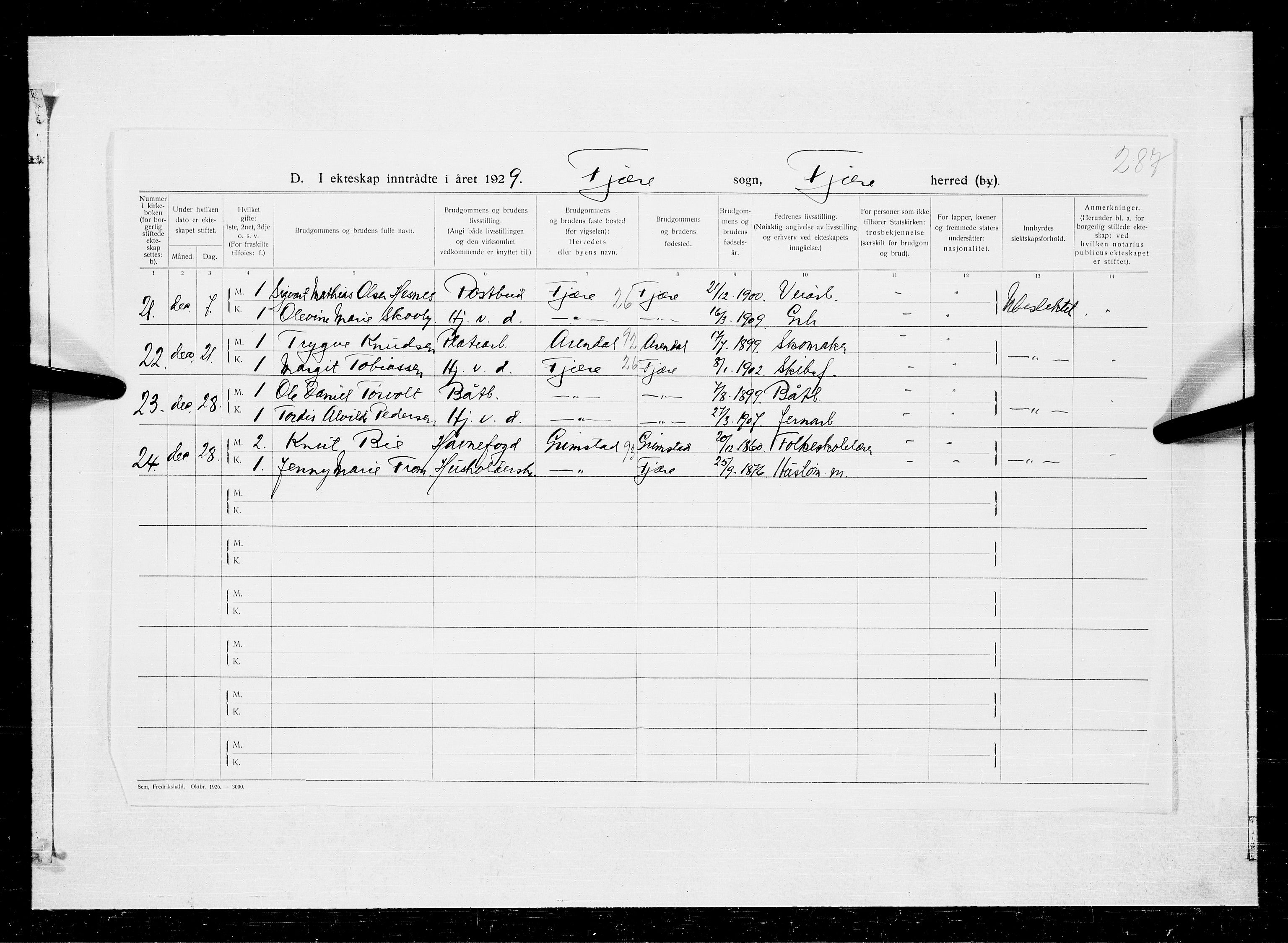 Fjære sokneprestkontor, AV/SAK-1111-0011/F/Fa/L0003: Ministerialbok nr. A 3.2, 1921-1933
