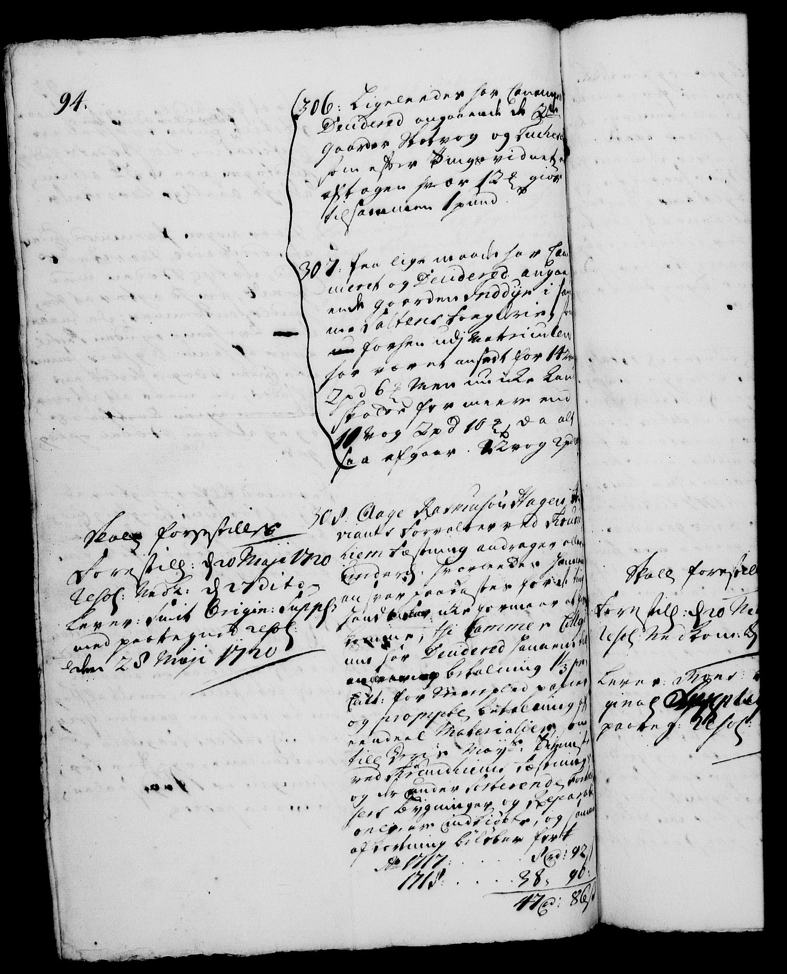 Rentekammeret, Kammerkanselliet, RA/EA-3111/G/Gh/Gha/L0001: Norsk ekstraktmemorialprotokoll, sak. 1-375 (merket RK 53.46), 1720, s. 94