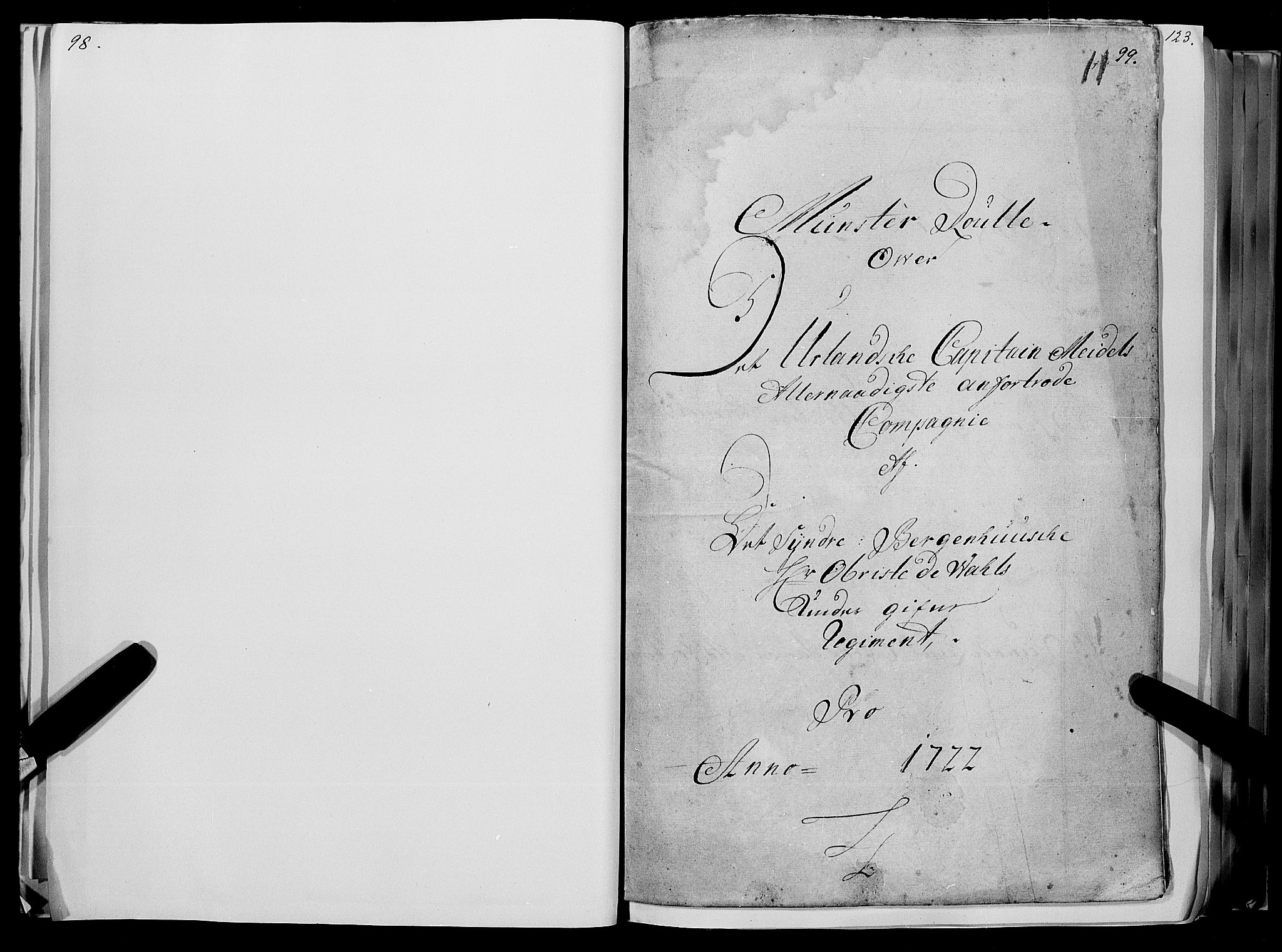 Stiftamtmannen i Bergen, AV/SAB-A-100006/F/Fc/L0004: Lnr. 1887: Militære manntall og ruller for Indre og Ytre Sogn, 1722-1748, s. 98-99