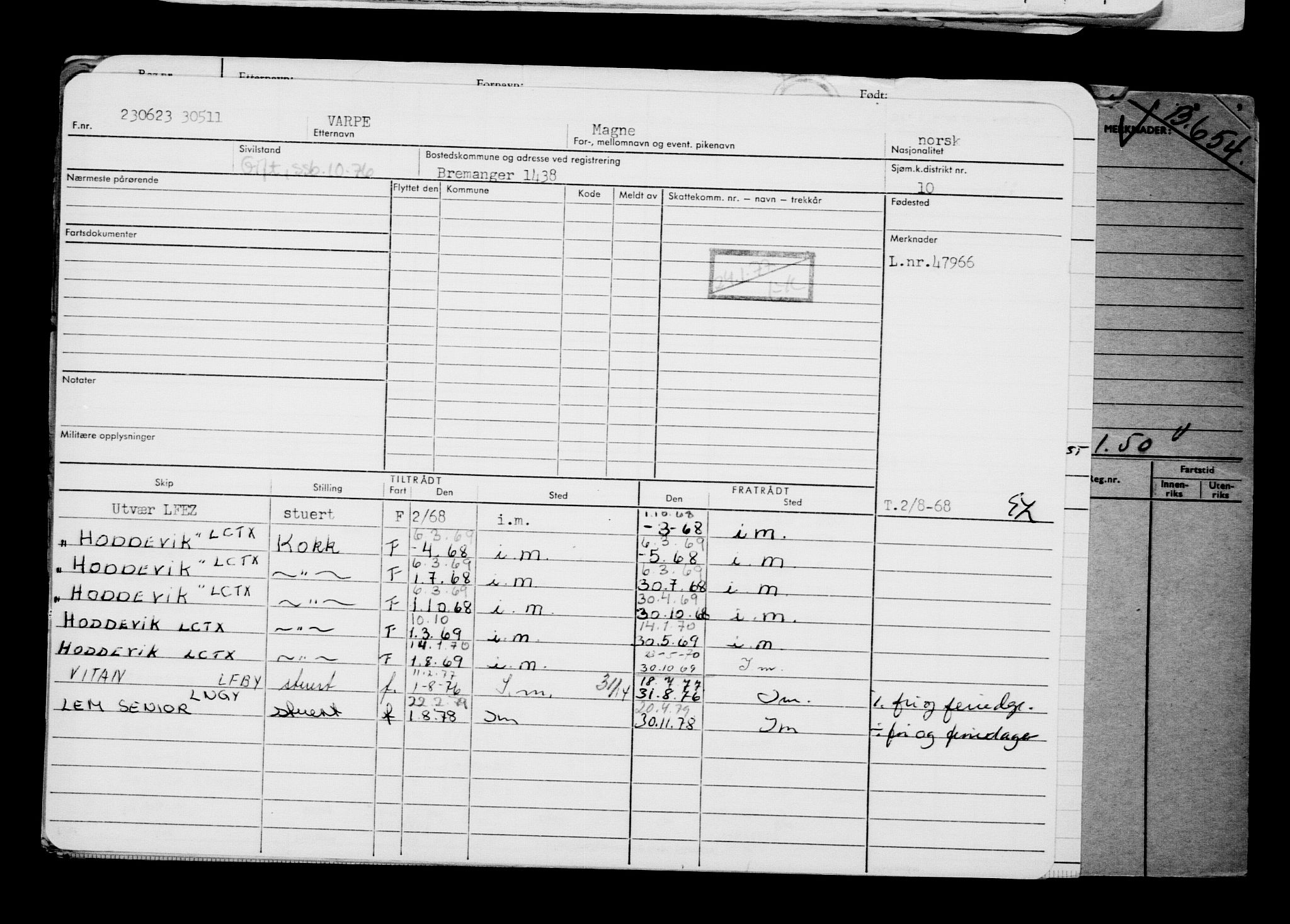 Direktoratet for sjømenn, AV/RA-S-3545/G/Gb/L0220: Hovedkort, 1923, s. 341