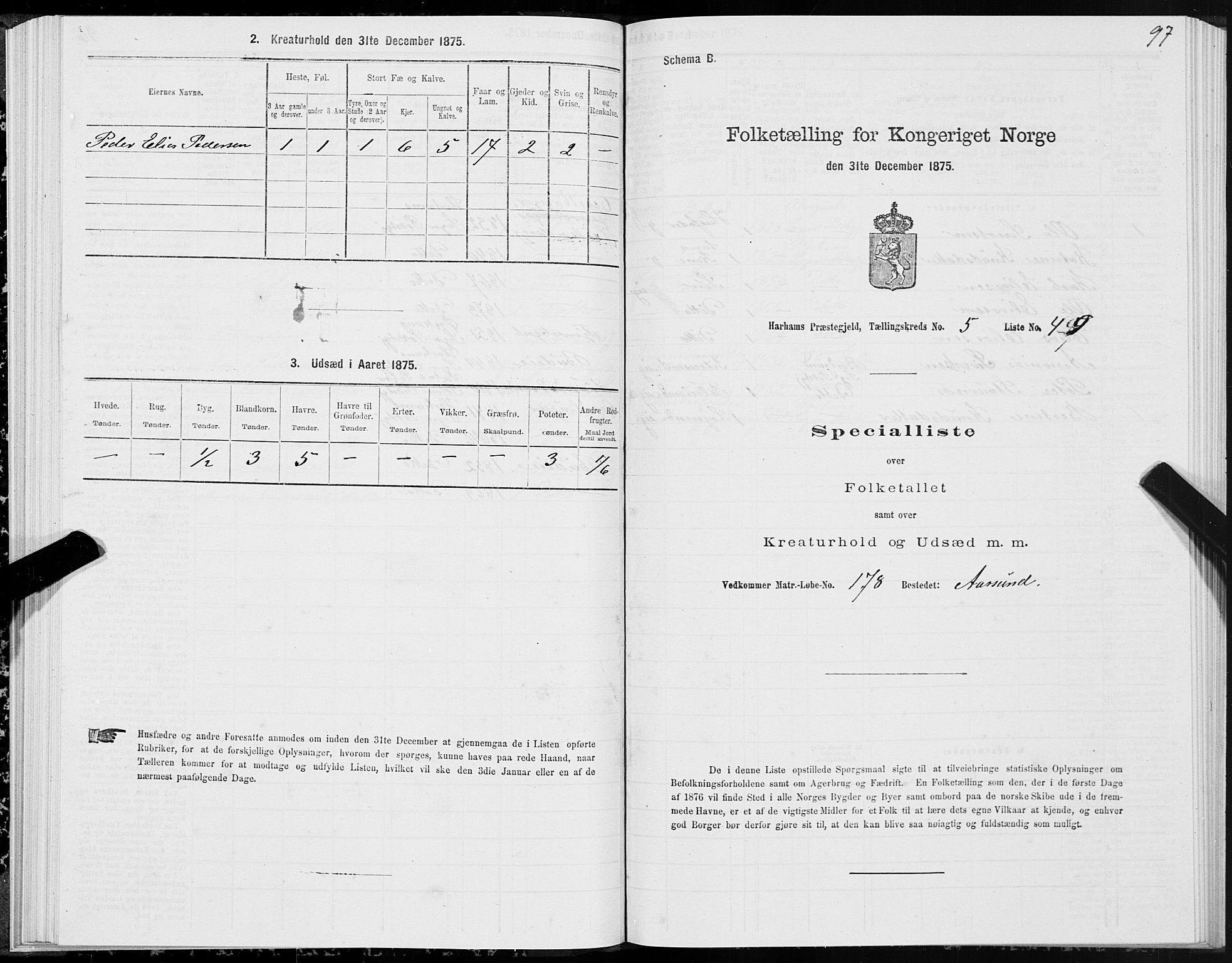 SAT, Folketelling 1875 for 1534P Haram prestegjeld, 1875, s. 3097