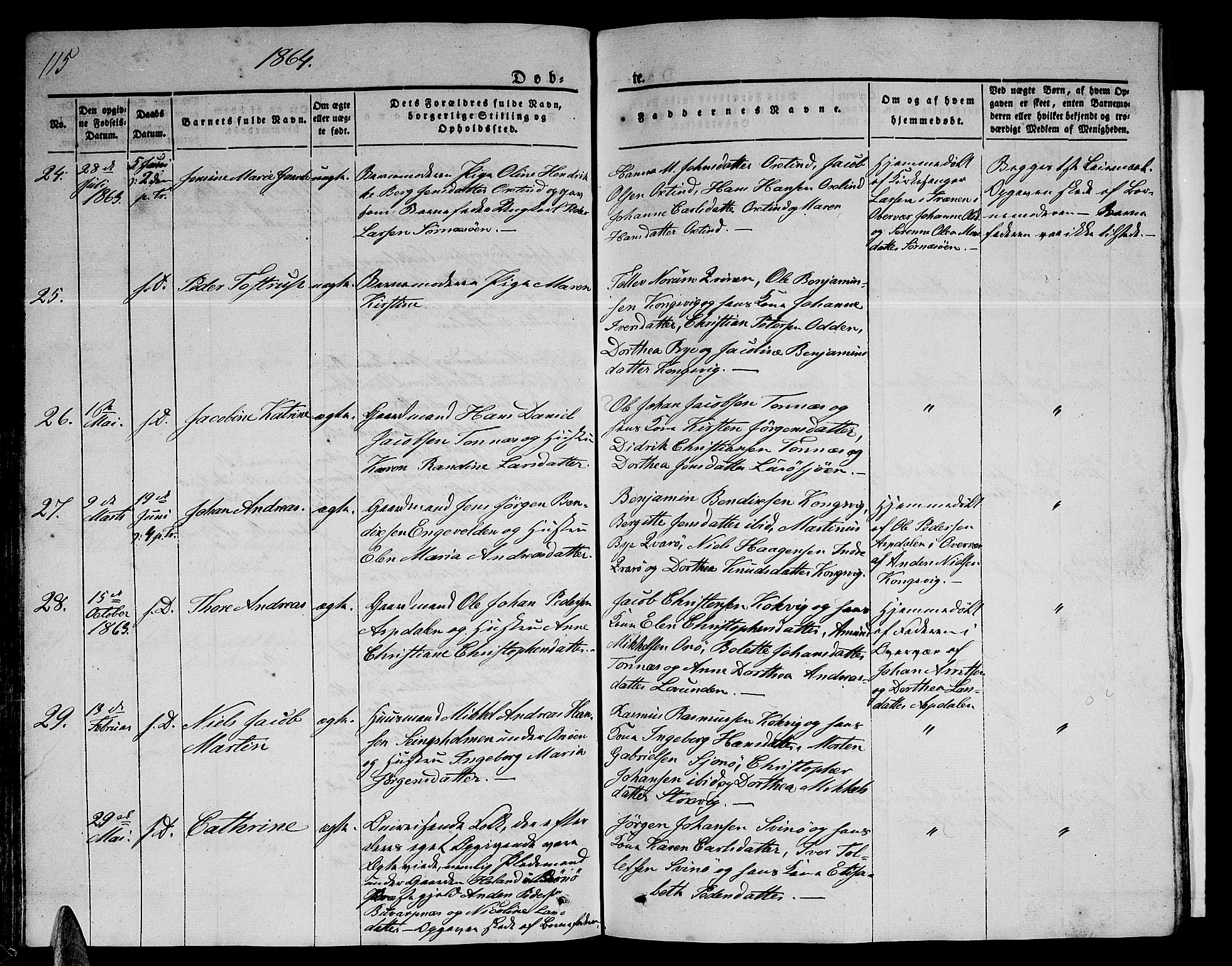 Ministerialprotokoller, klokkerbøker og fødselsregistre - Nordland, AV/SAT-A-1459/839/L0572: Klokkerbok nr. 839C02, 1841-1873, s. 115